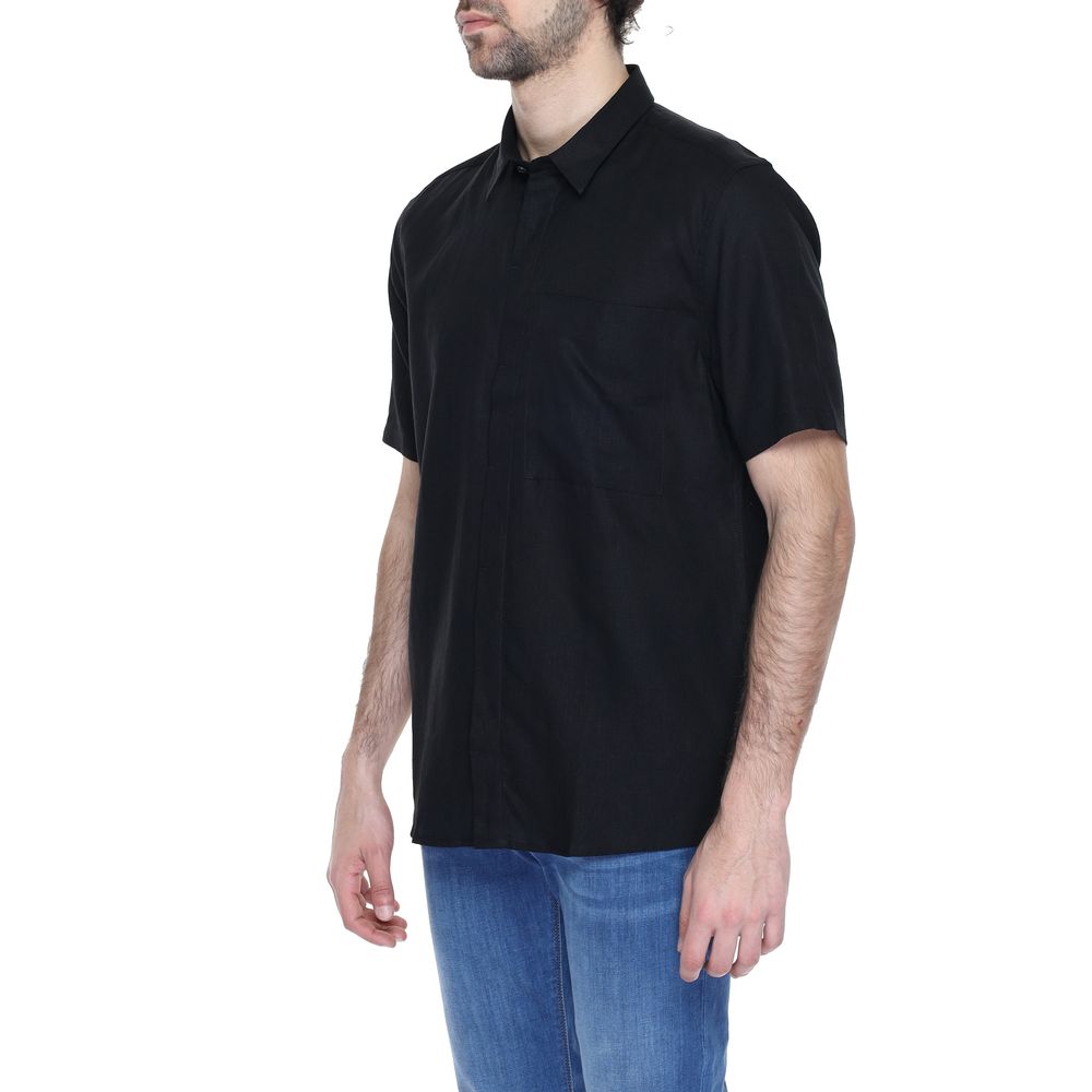 Antony Morato Black Linen Shortsleeve Shirt | Regal Royce