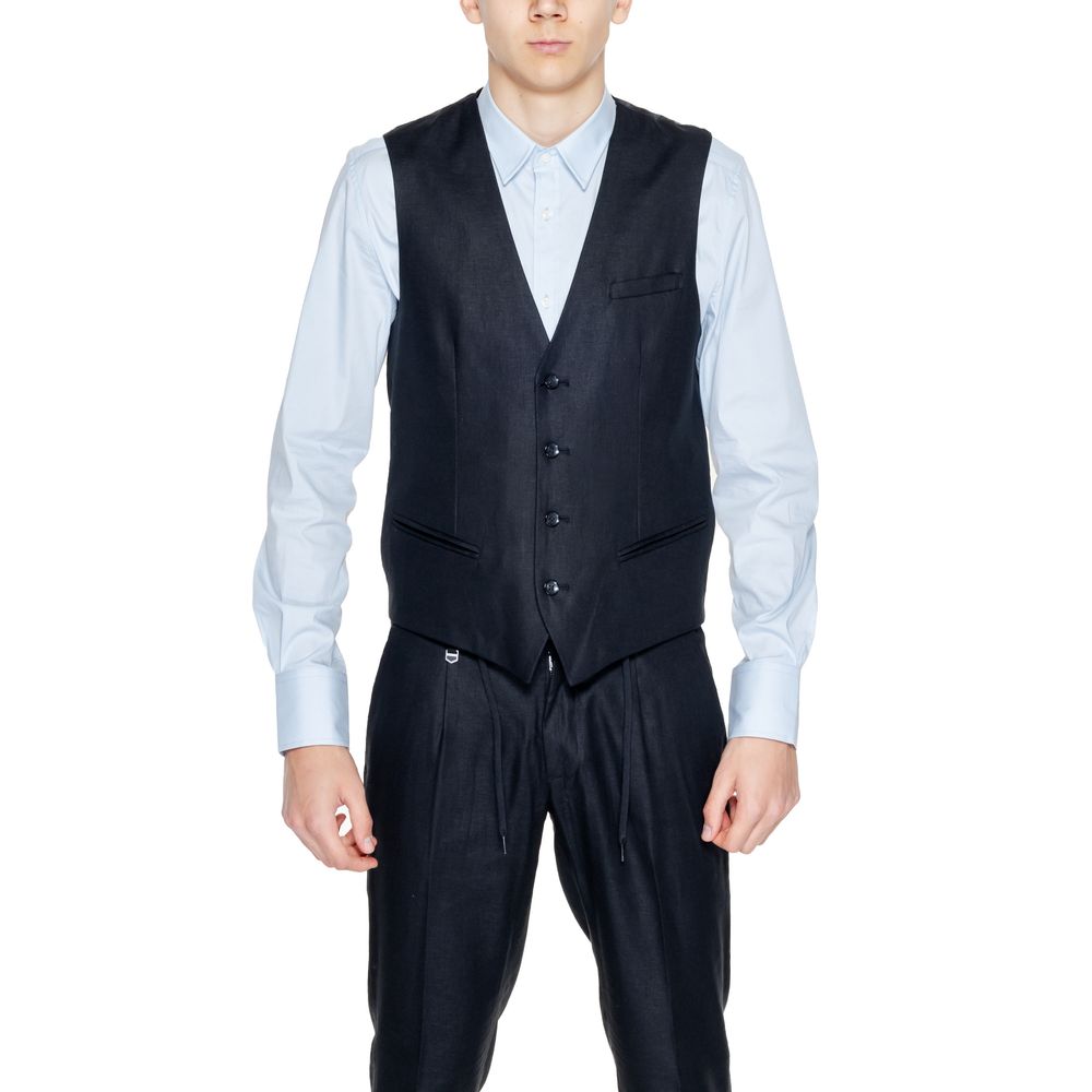 Antony Morato Black Linen Waistcoat | Regal Royce