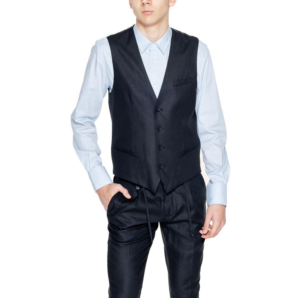 Antony Morato Black Linen Waistcoat | Regal Royce