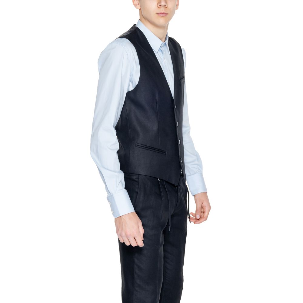 Antony Morato Black Linen Waistcoat | Regal Royce