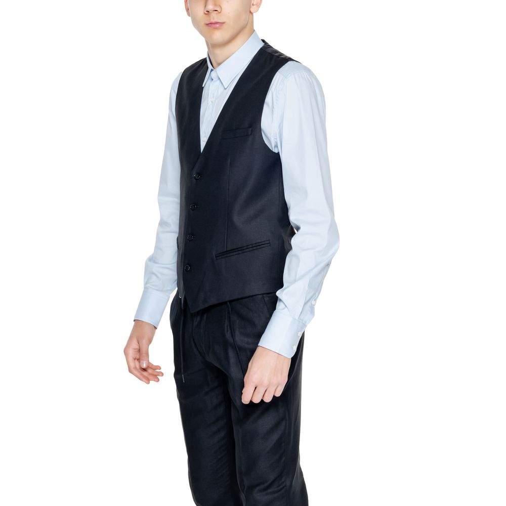 Antony Morato Black Linen Waistcoat | Regal Royce