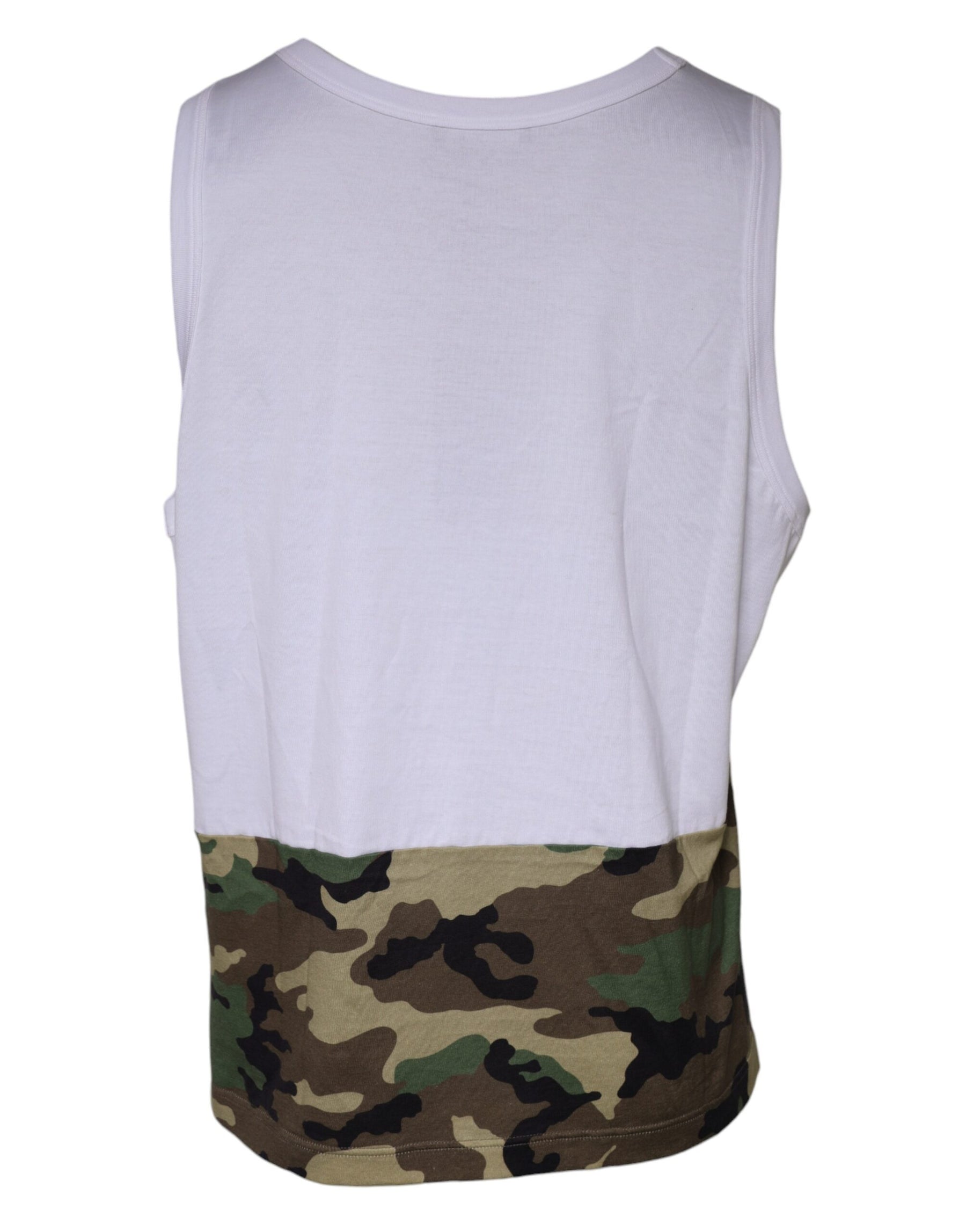 Dolce & Gabbana White Camouflage Tank Sleeveless T-shirt | Regal Royce