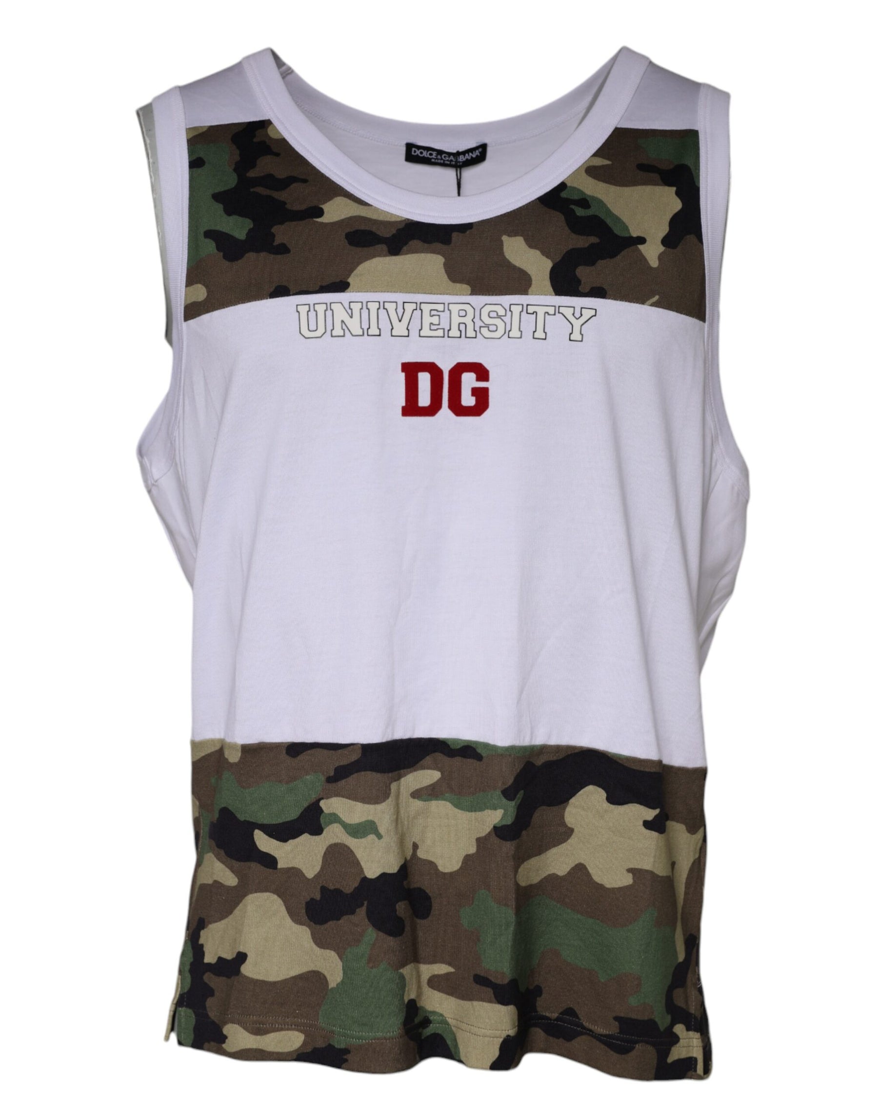 Dolce & Gabbana White Camouflage Tank Sleeveless T-shirt | Regal Royce