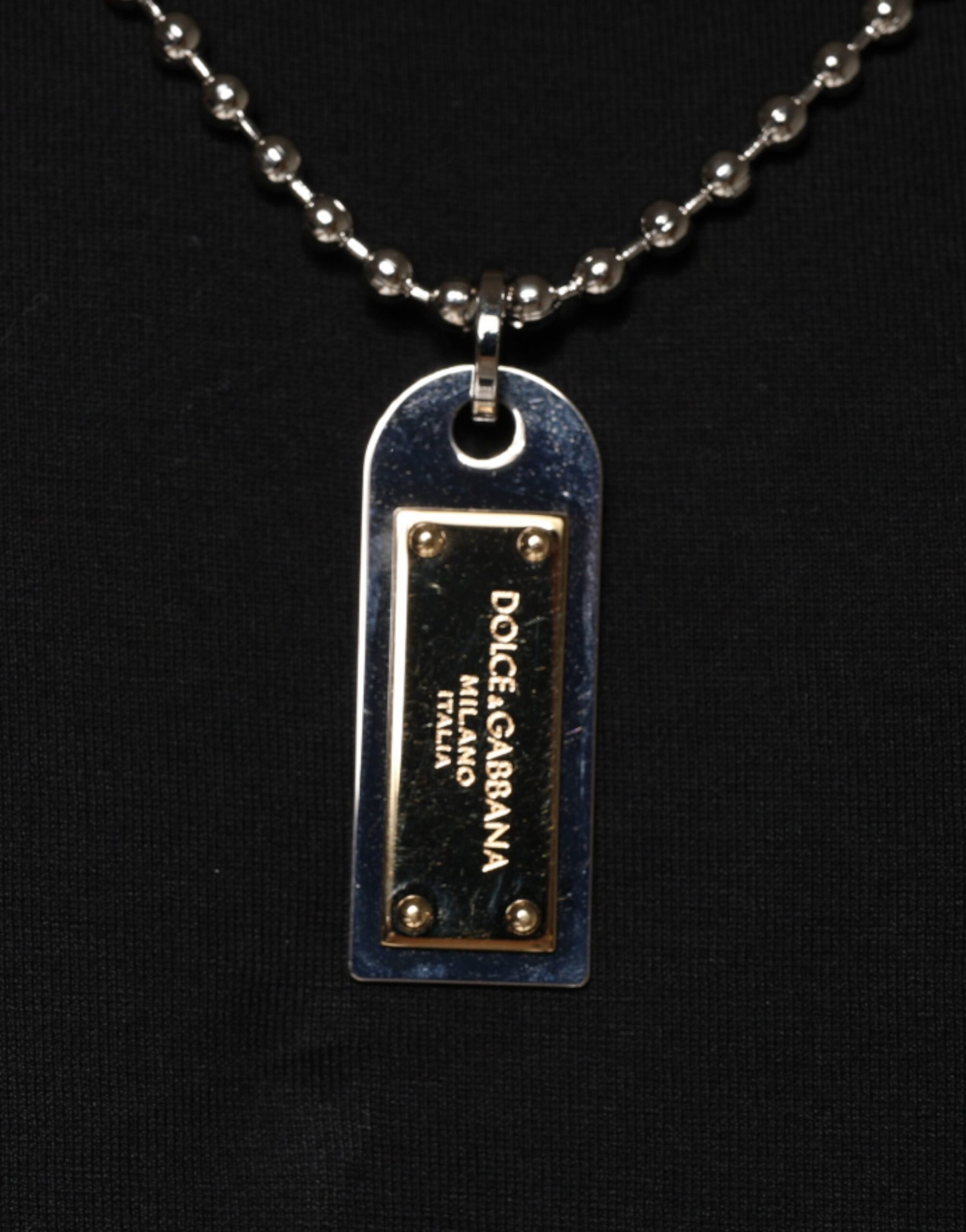 Dolce & Gabbana Black Cotton Necklace Embellished T-shirt | Regal Royce