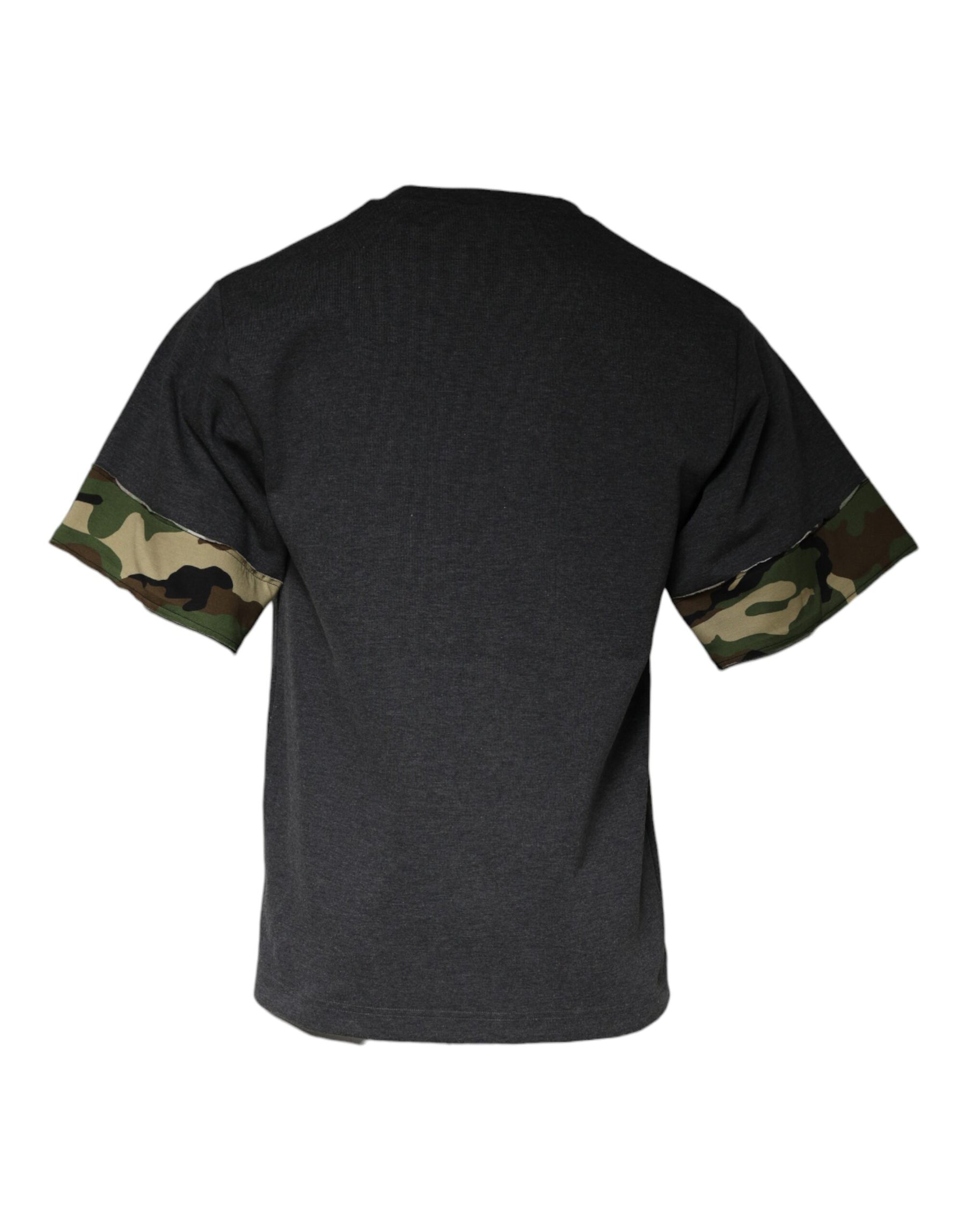 Dolce & Gabbana Dark Gray Camouflage Crew Neck T-shirt | Regal Royce