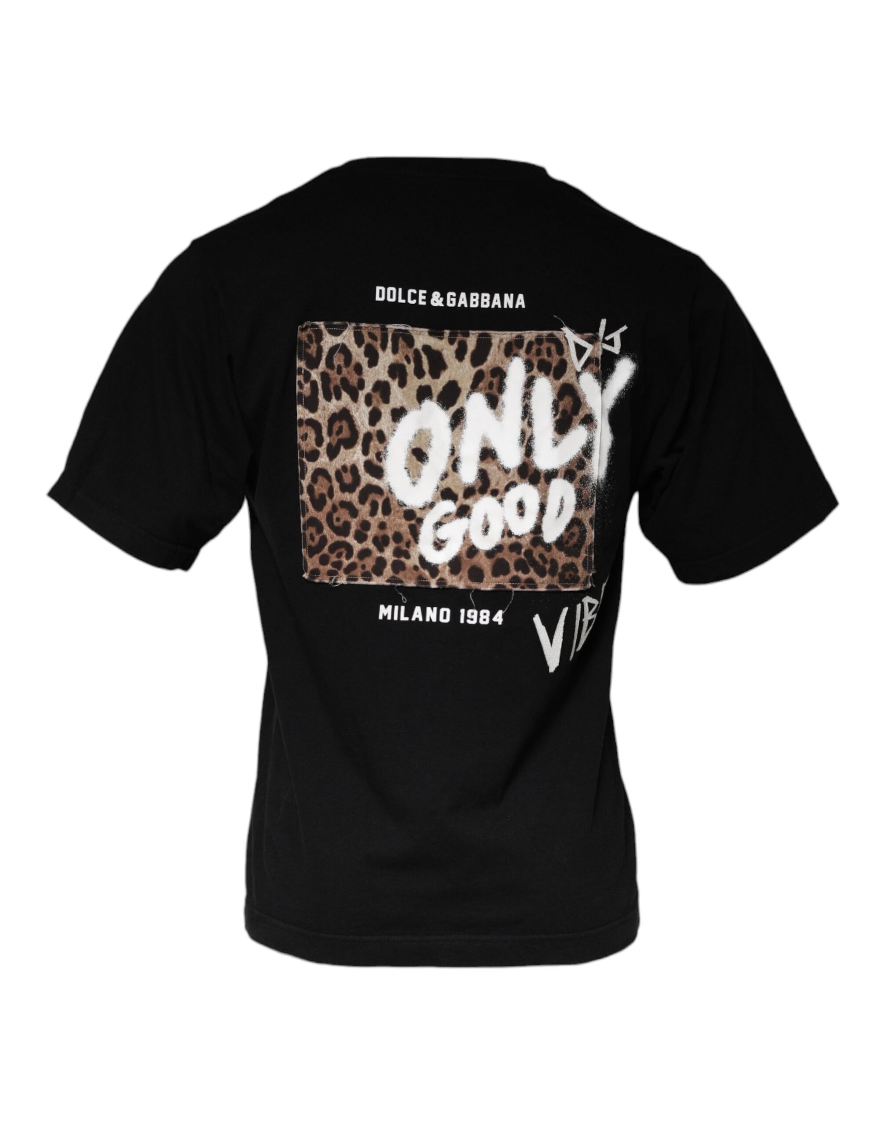 Dolce & Gabbana Black Amore Print Cotton Crew Neck T-shirt | Regal Royce