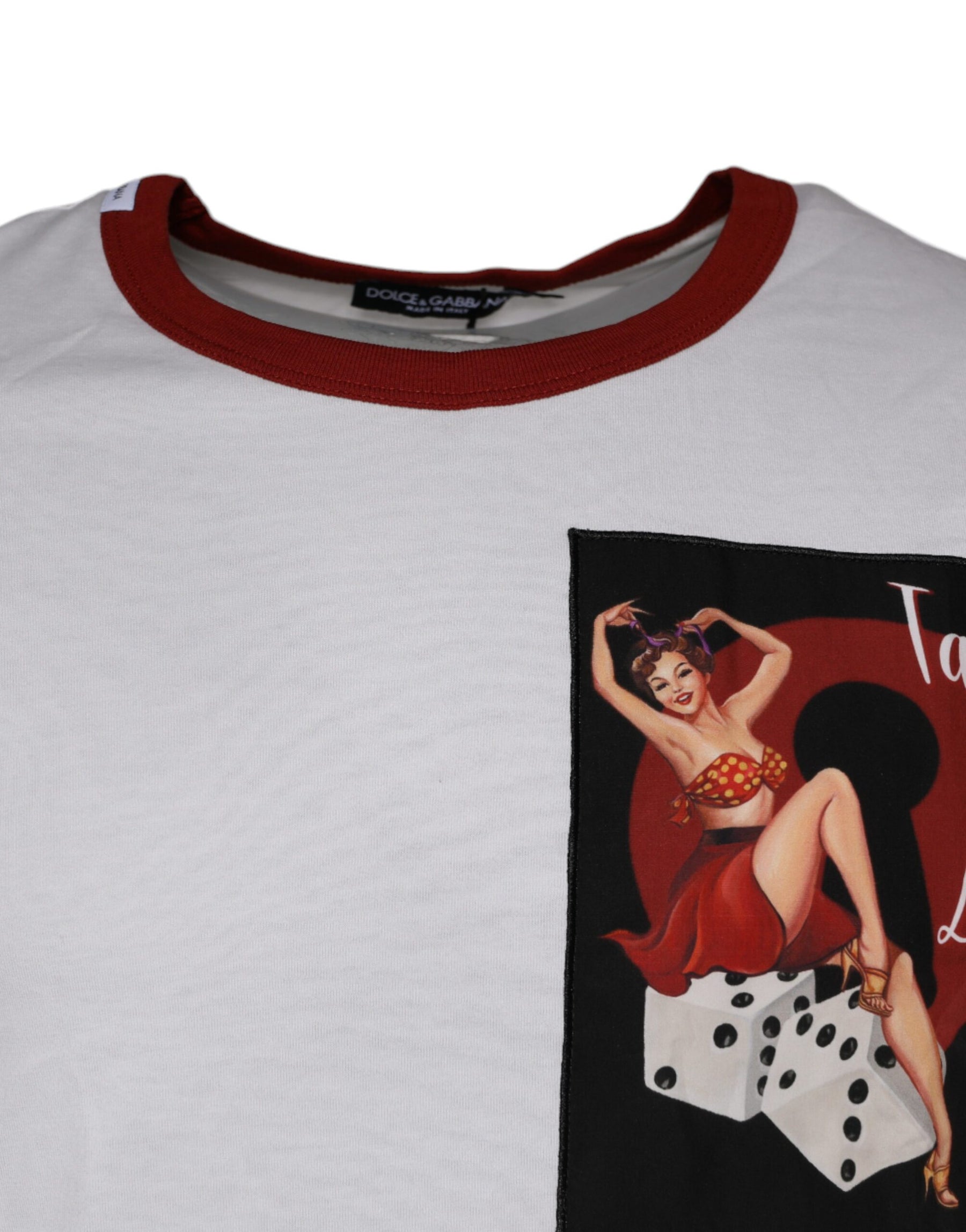 Dolce & Gabbana White Graphic Print Cotton Crew Neck T-shirt | Regal Royce