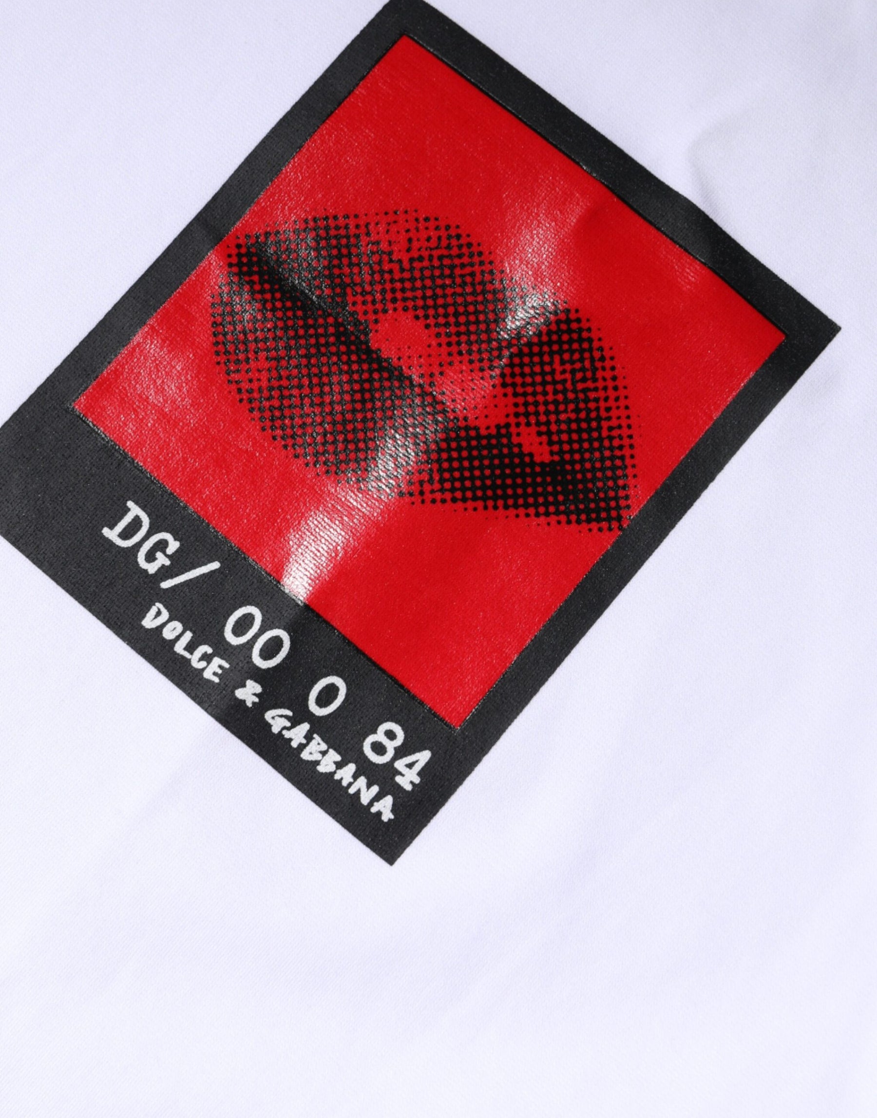 Dolce & Gabbana White Red Lips Print Cotton T-shirt | Regal Royce