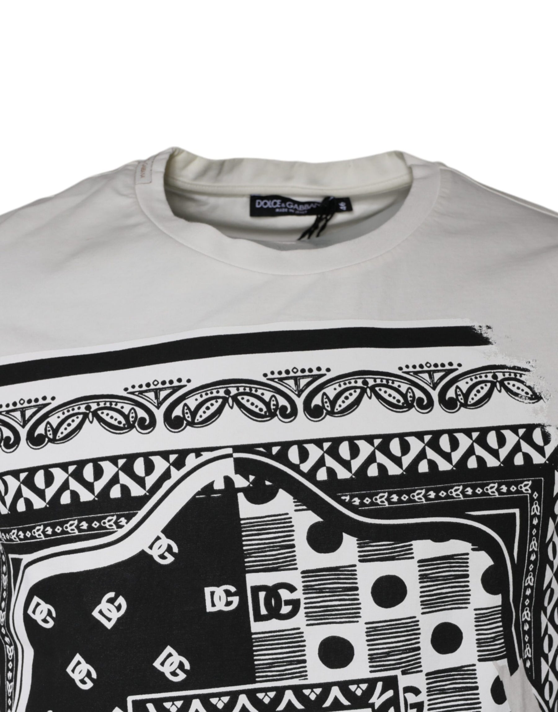 Dolce & Gabbana White Bandana Print Cotton Short Sleeves T-shirt | Regal Royce