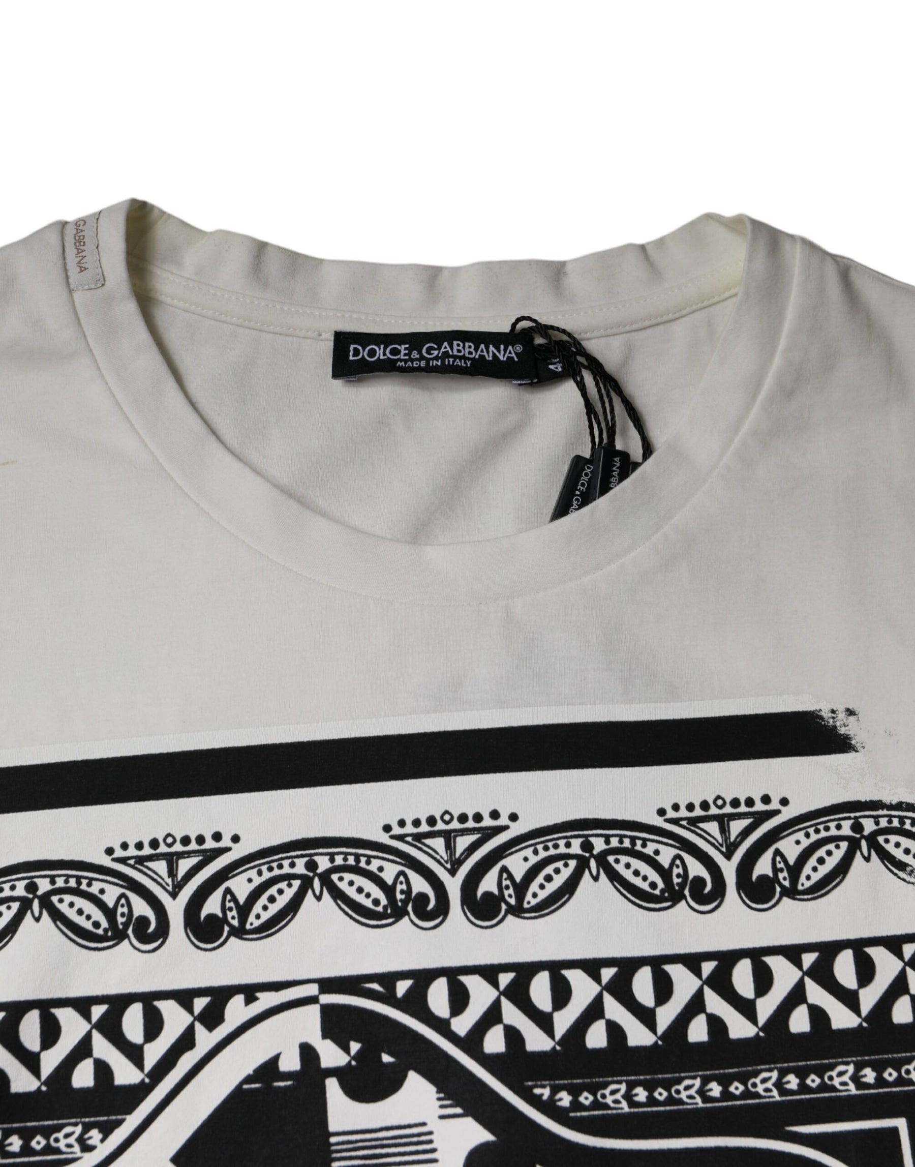 Dolce & Gabbana White Bandana Print Cotton Short Sleeves T-shirt | Regal Royce