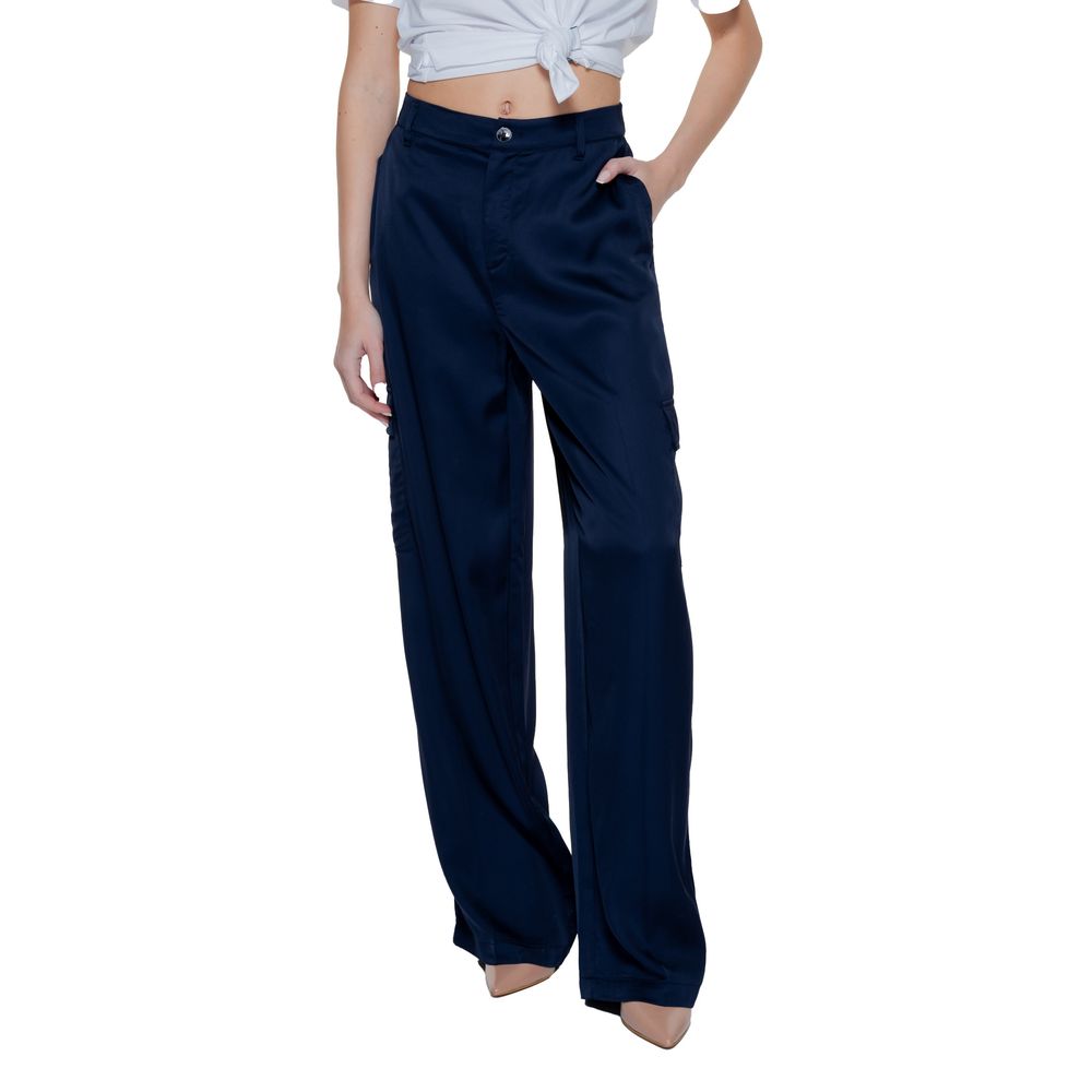 Street One Blue Viscose Casual Pants | Regal Royce