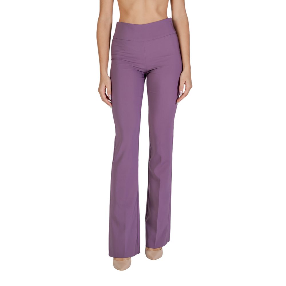 Sandro Ferrone Purple Polyester Flared Pants | Regal Royce