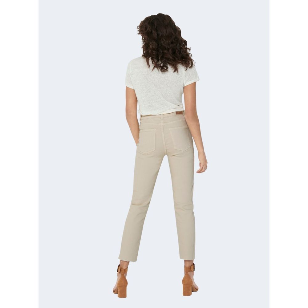 Only Beige Cotton Mom Jeans | Regal Royce