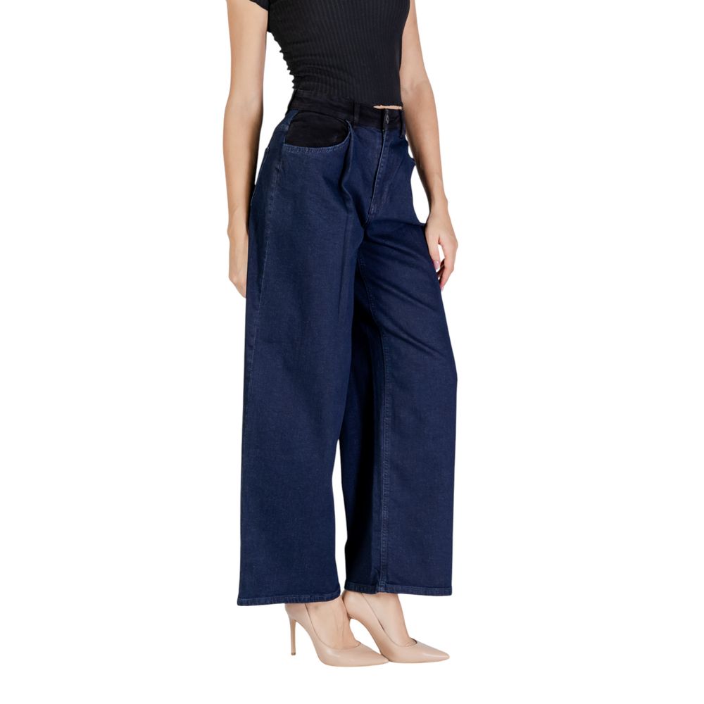 ICHI Blue Cotton Casual Pants | Regal Royce