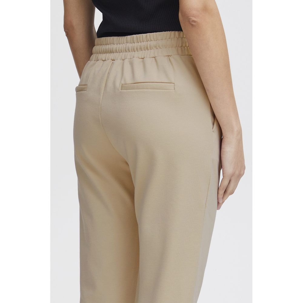 ICHI Beige Polyester Pants | Regal Royce