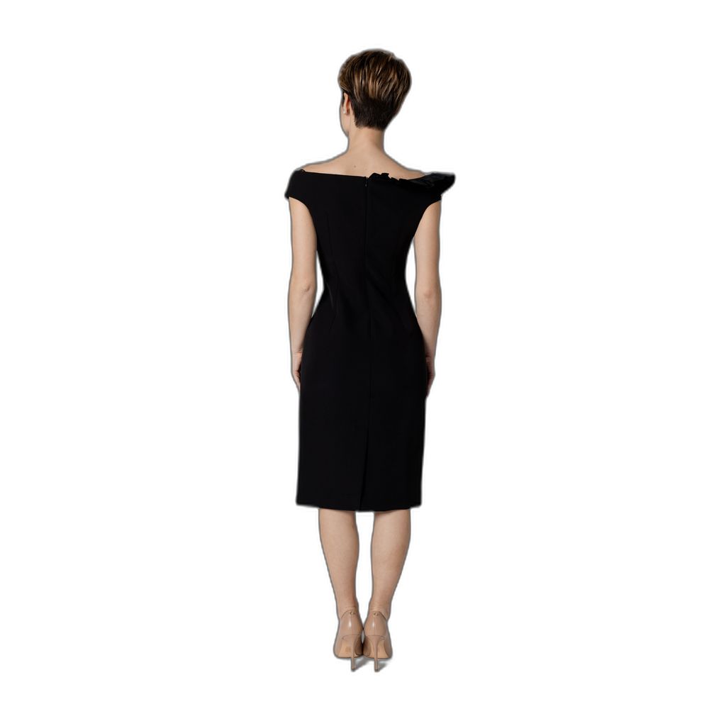 Sandro Ferrone Black Polyester Midi Dress | Regal Royce