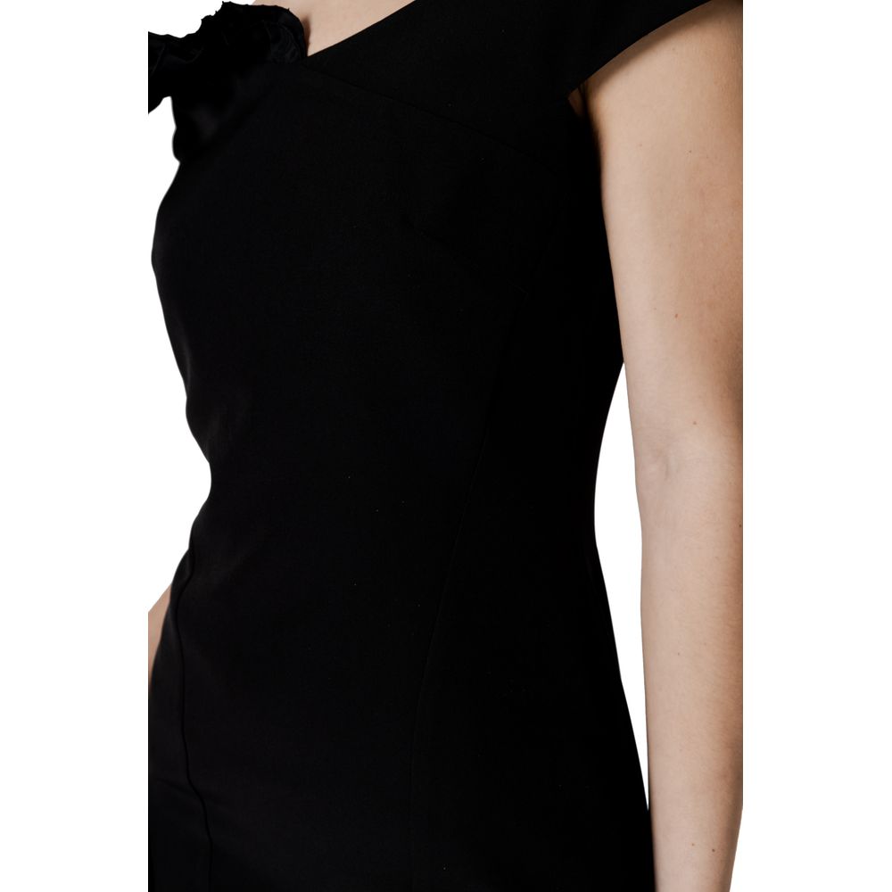 Sandro Ferrone Black Polyester Midi Dress | Regal Royce