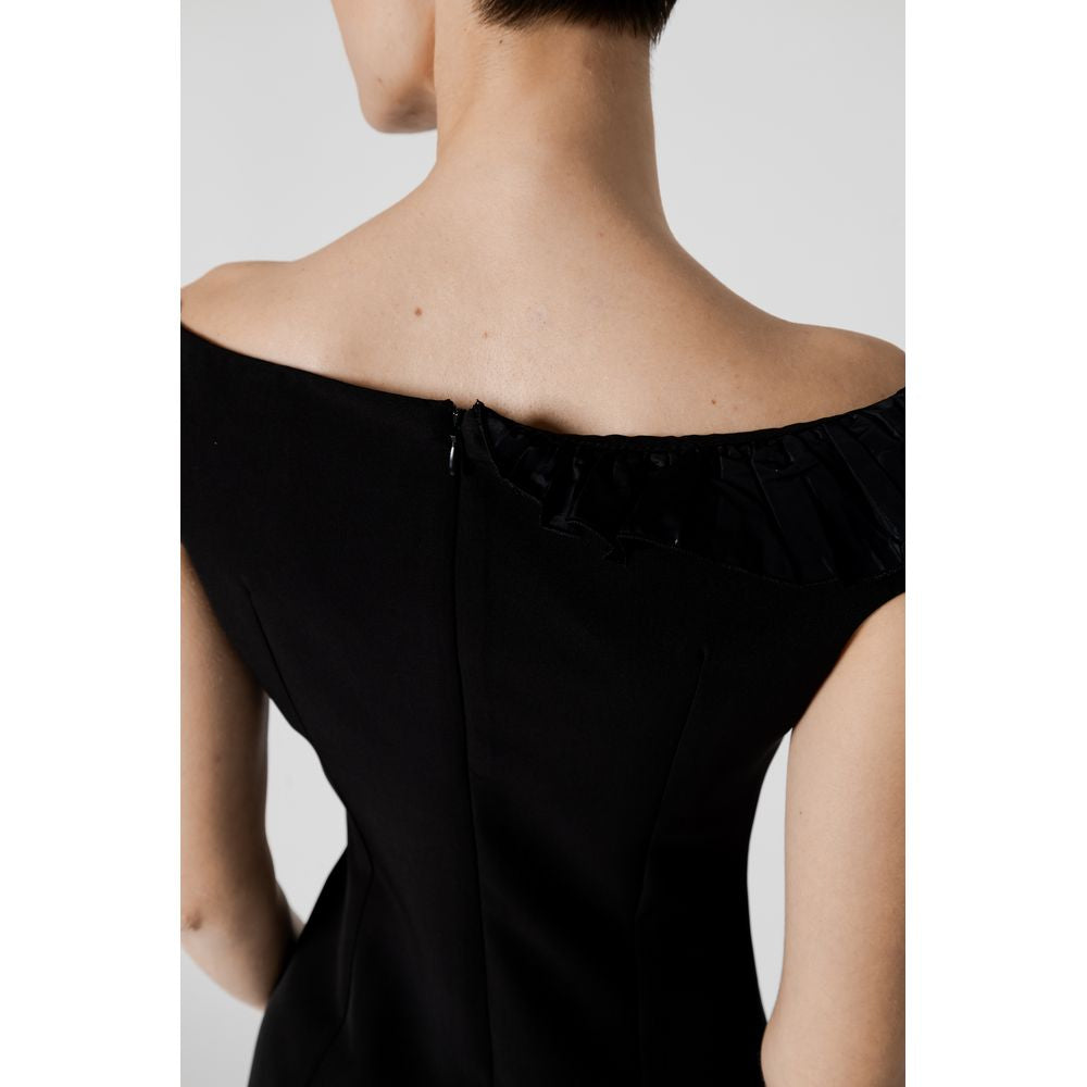 Sandro Ferrone Black Polyester Midi Dress | Regal Royce
