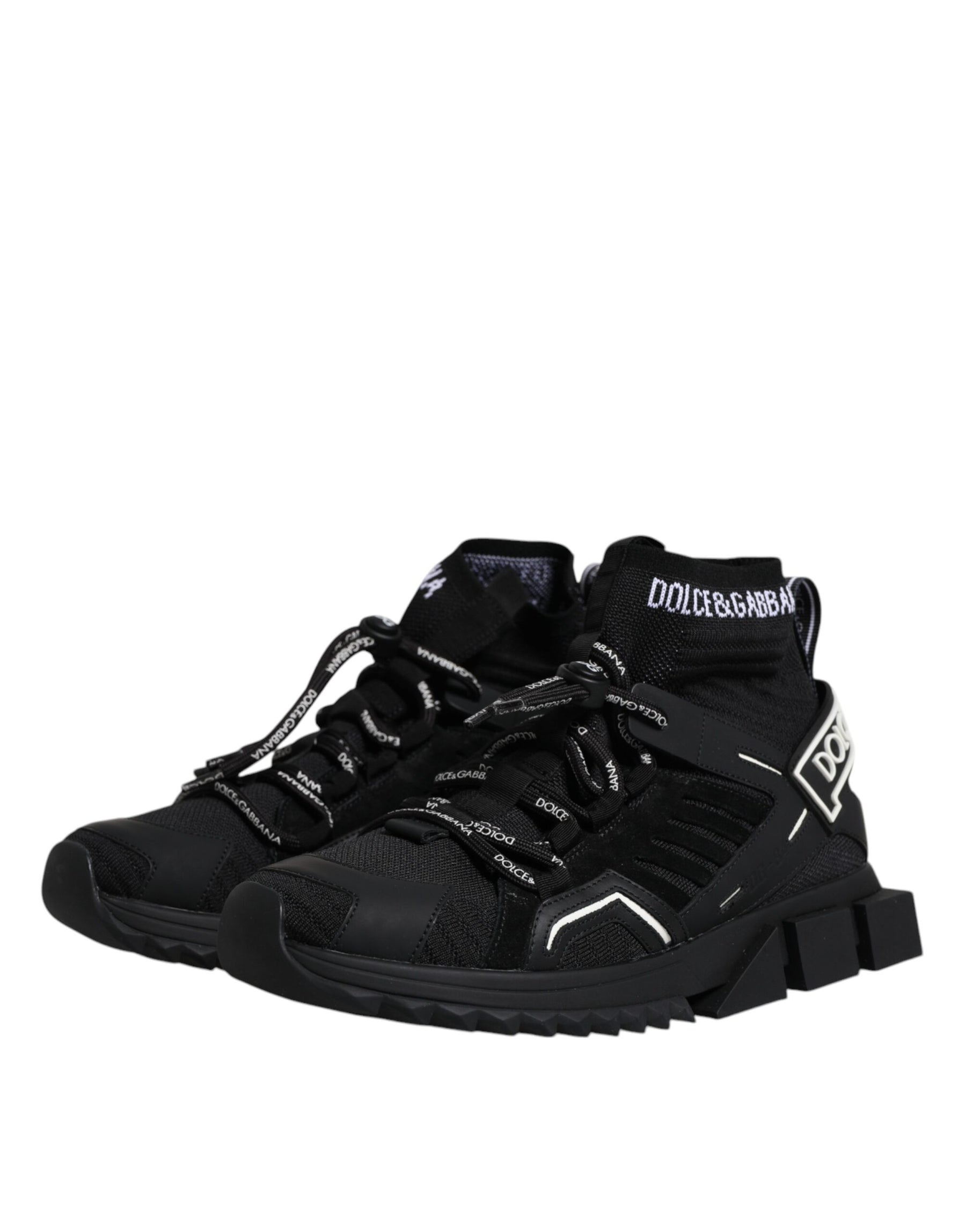 Dolce & Gabbana Black Sorrento Logo Men Sneakers Socks Shoes | Regal Royce