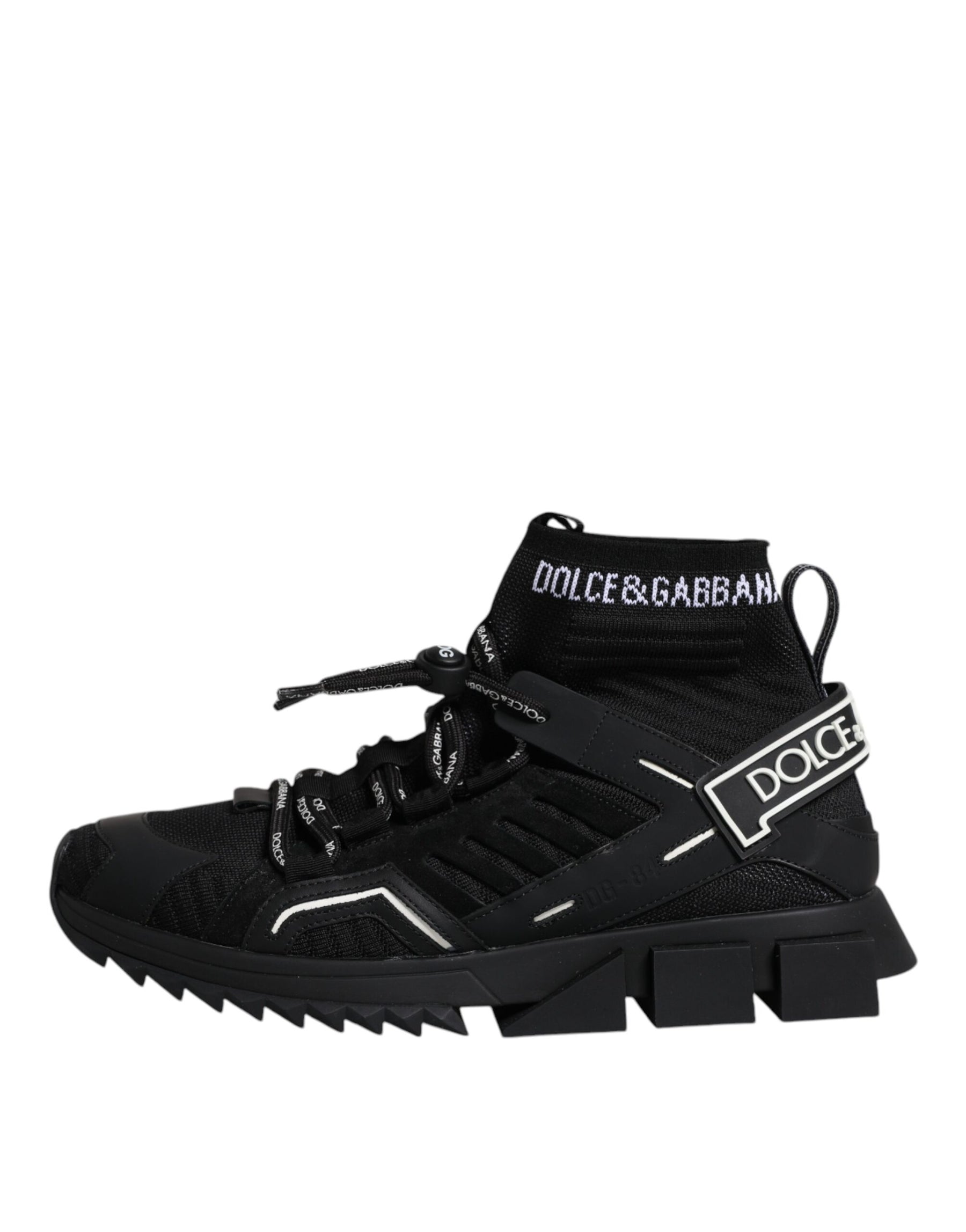 Dolce & Gabbana Black Sorrento Logo Men Sneakers Socks Shoes | Regal Royce