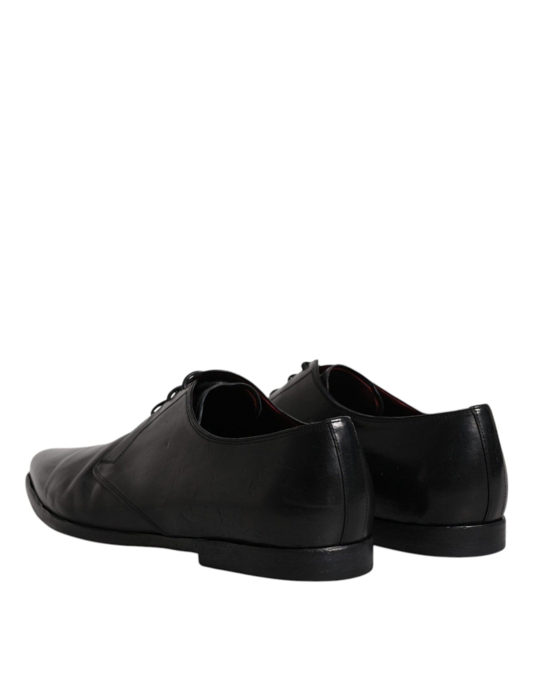 Dolce & Gabbana Black Leather Lace Up Men Derby Formal Shoes | Regal Royce