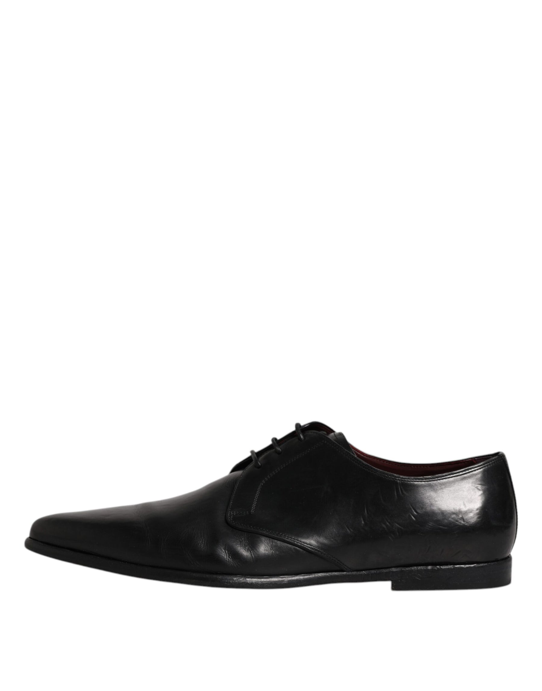 Dolce & Gabbana Black Leather Lace Up Men Derby Formal Shoes | Regal Royce