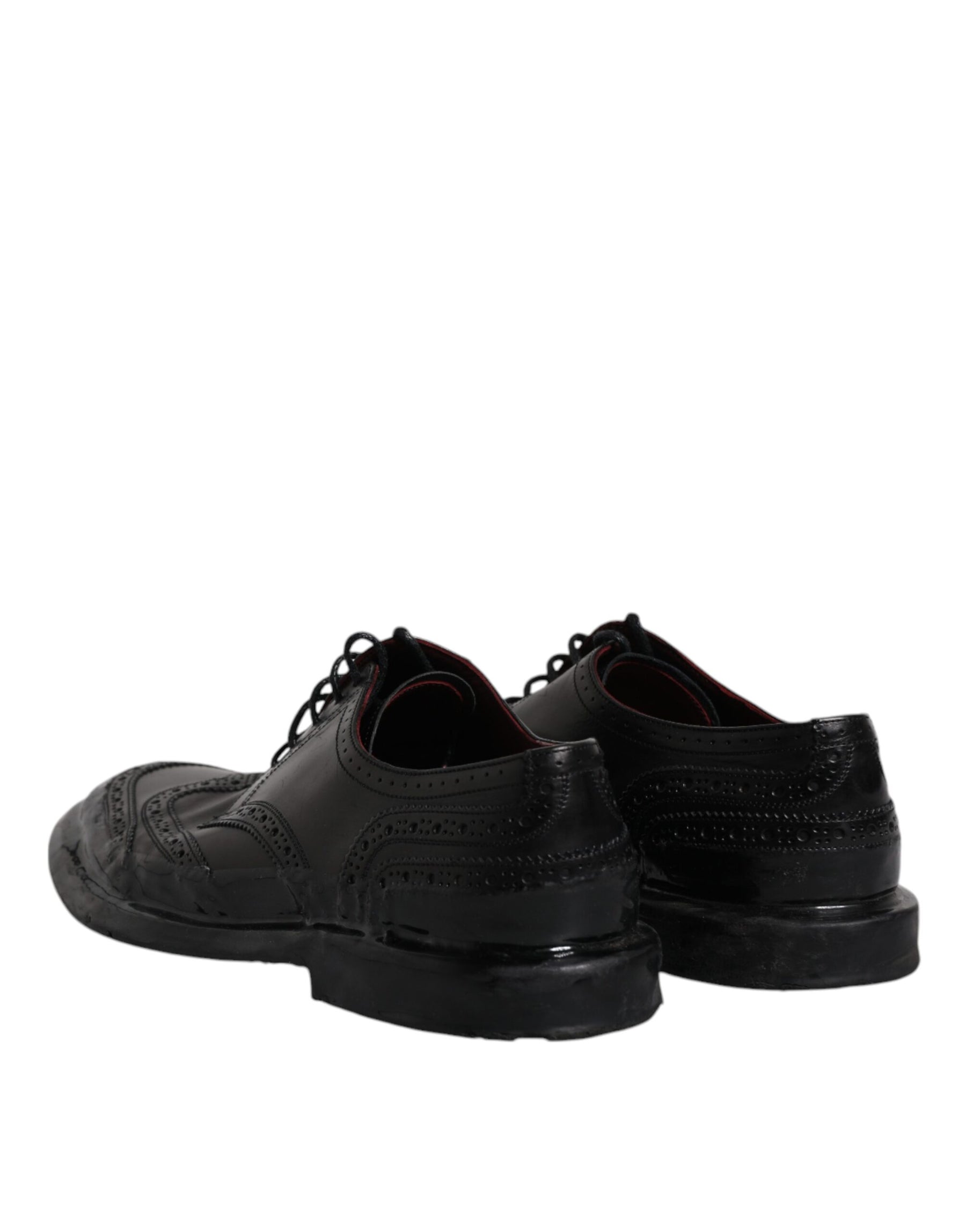 Dolce & Gabbana Black Leather Derby Wingtip Formal Shoes | Regal Royce