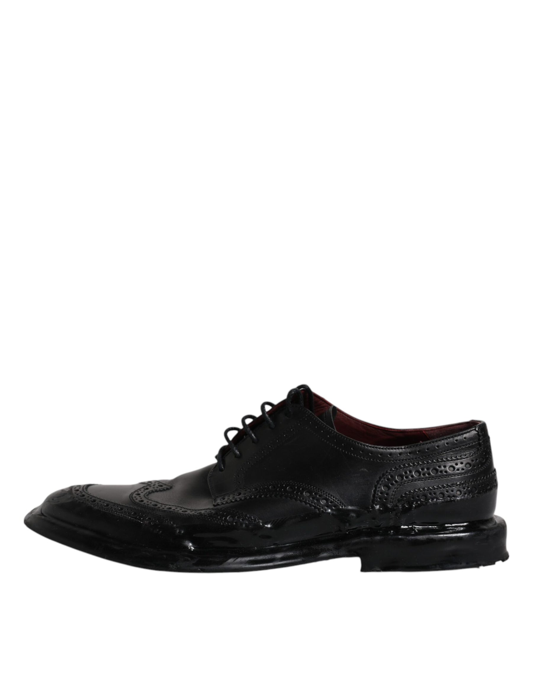 Dolce & Gabbana Black Leather Derby Wingtip Formal Shoes | Regal Royce