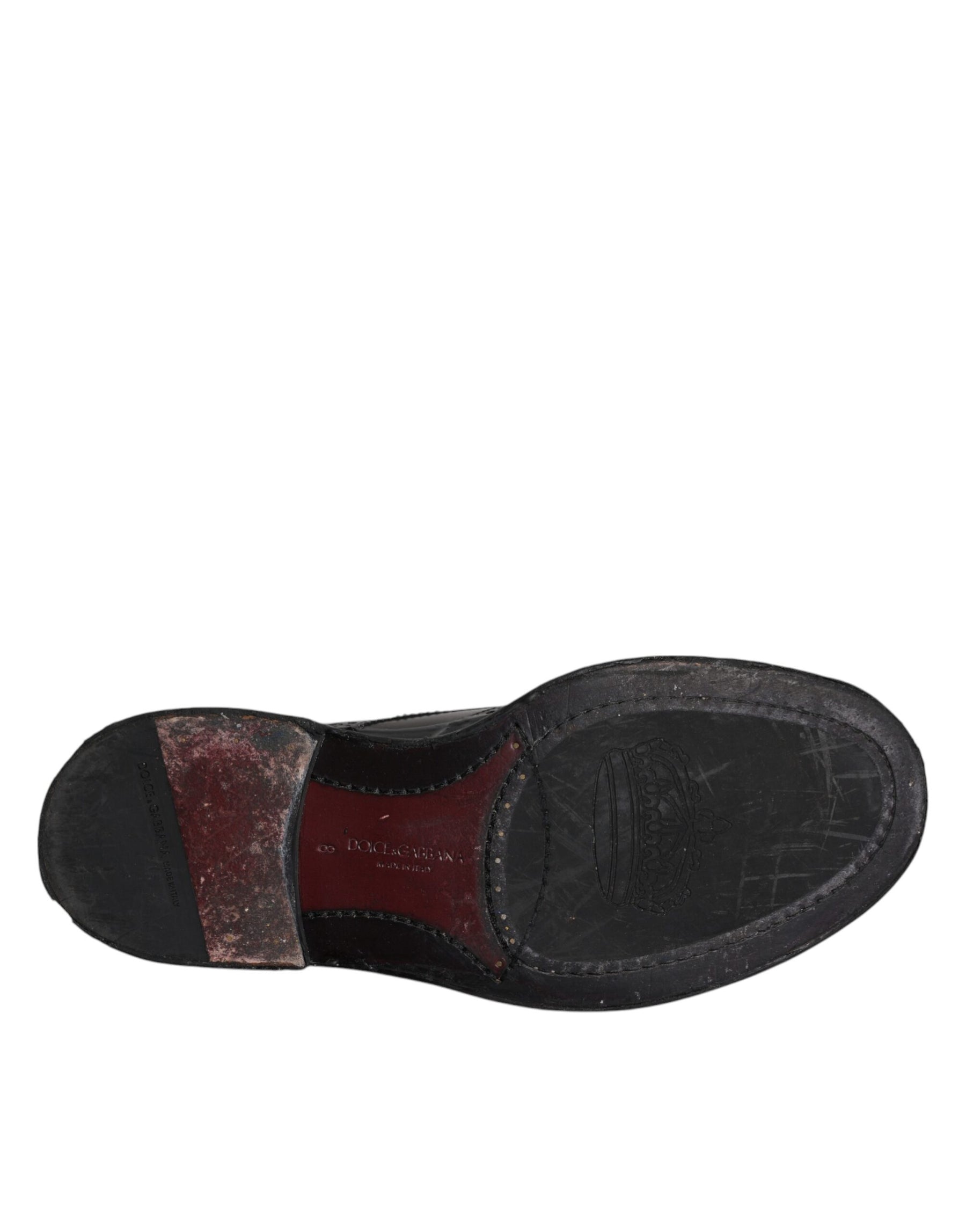 Dolce & Gabbana Black Leather Derby Wingtip Formal Shoes | Regal Royce