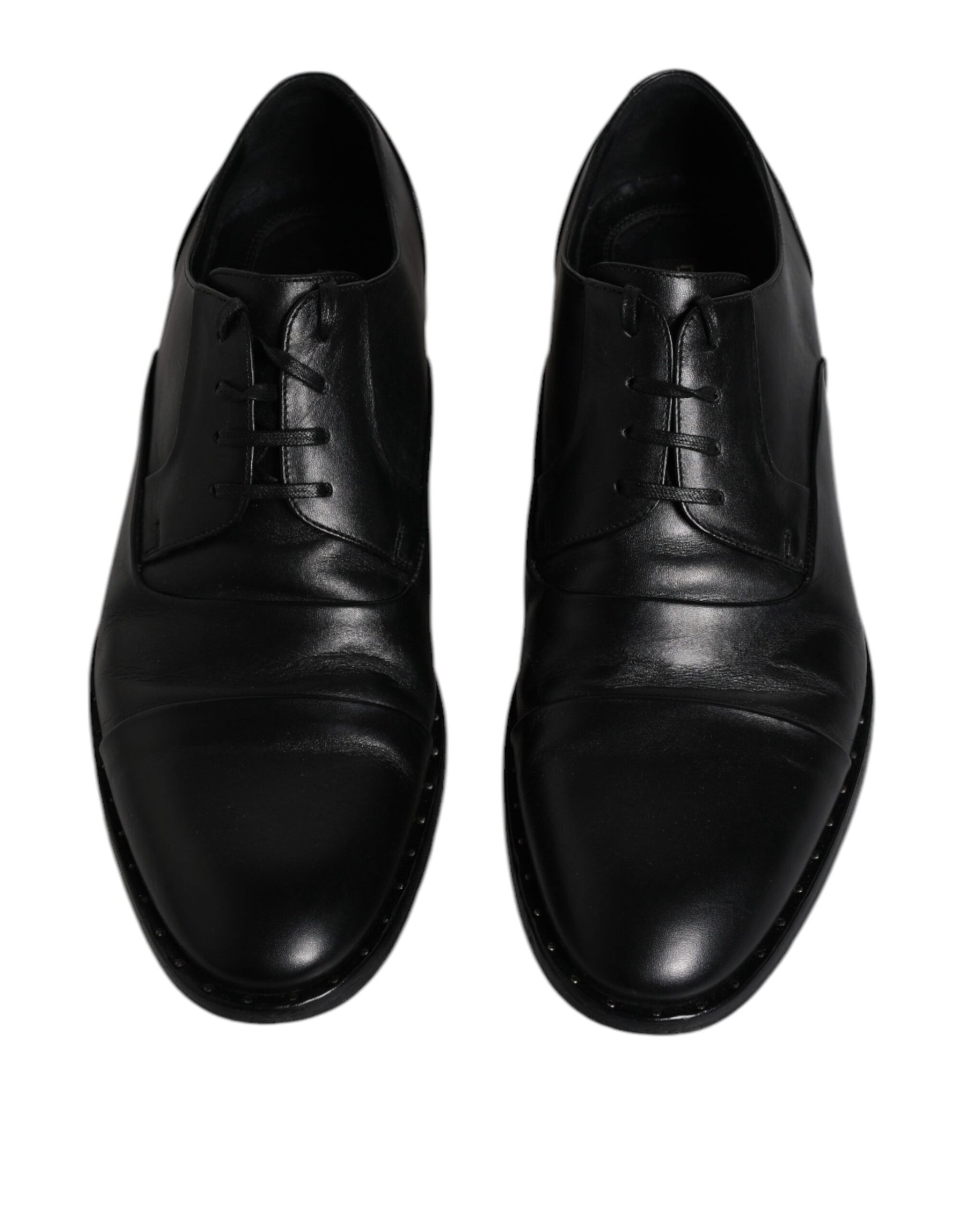 Dolce & Gabbana Black Leather Lace Up Men Derby Formal Shoes | Regal Royce