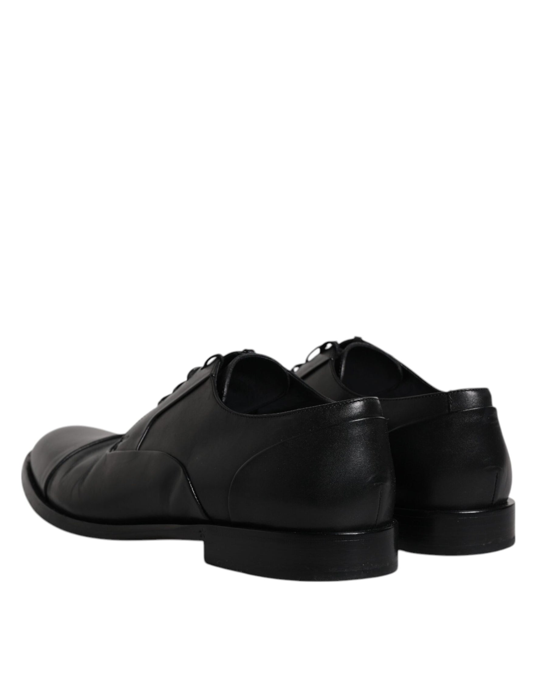 Dolce & Gabbana Black Leather Lace Up Men Derby Formal Shoes | Regal Royce