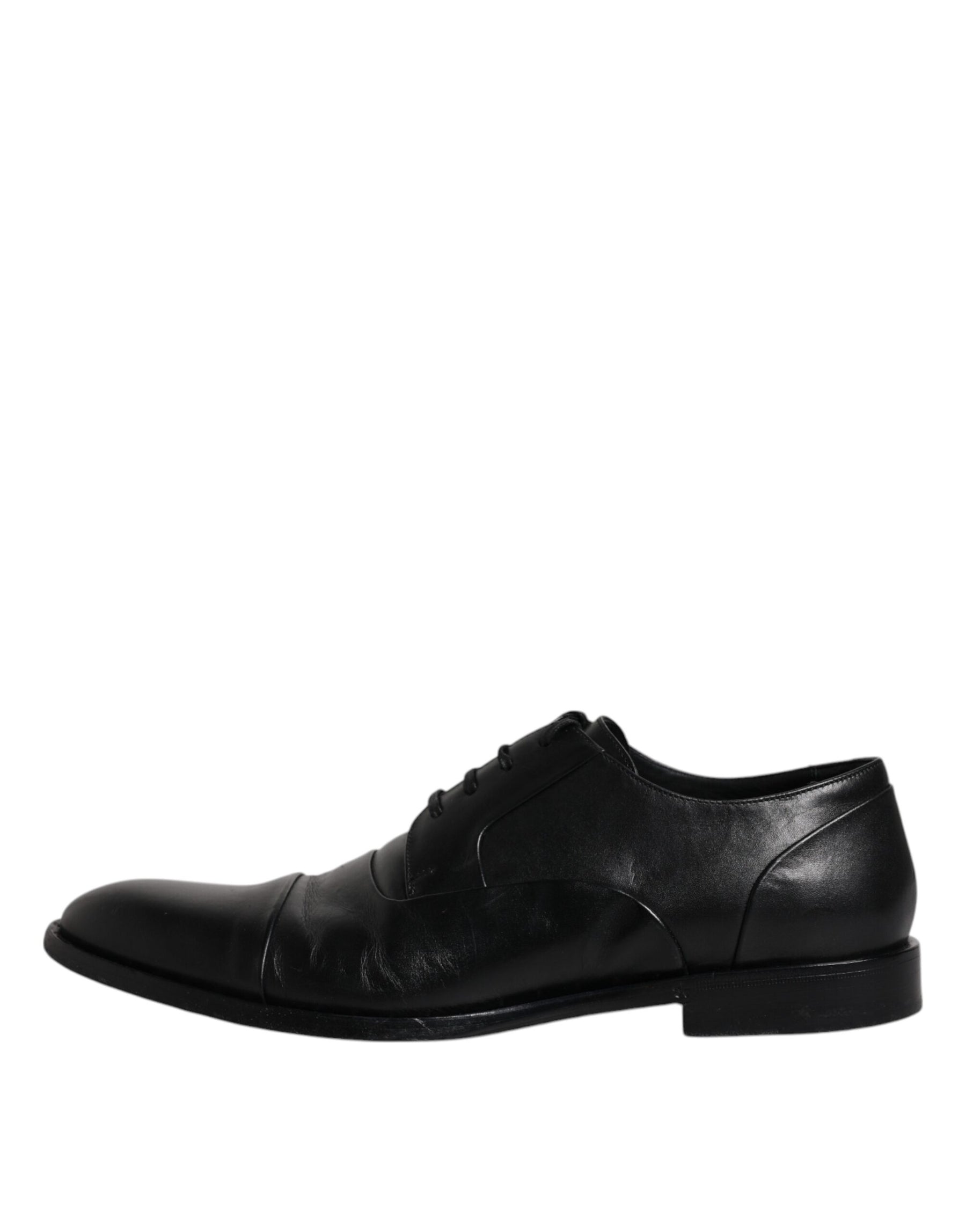 Dolce & Gabbana Black Leather Lace Up Men Derby Formal Shoes | Regal Royce