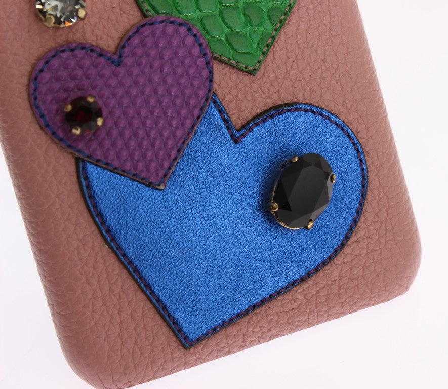 Dolce & Gabbana Pink Leather Heart Crystal Phone Case | Regal Royce