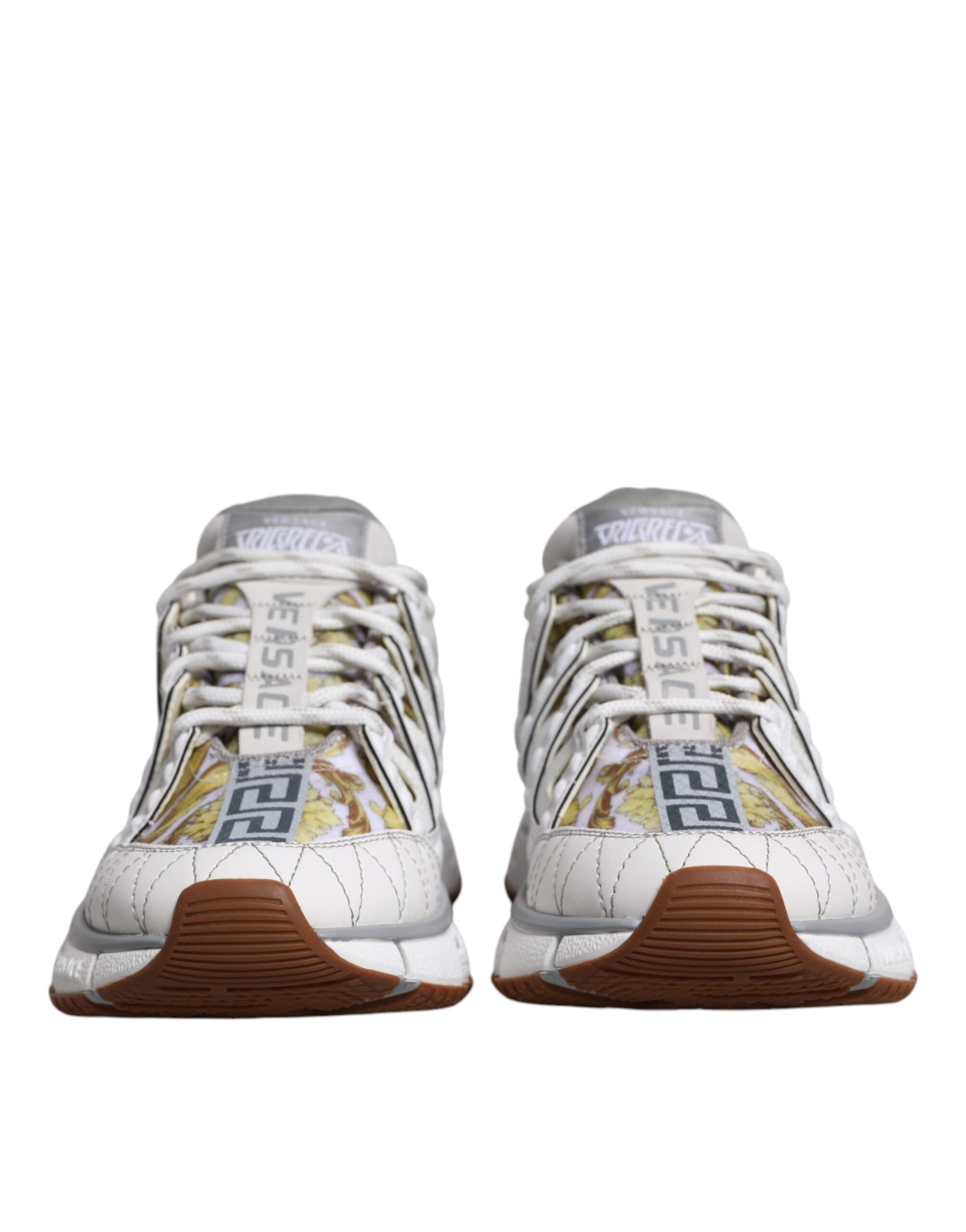 Versace White Trigreca Barocco Print Low Top Sneakers Shoes | Regal Royce