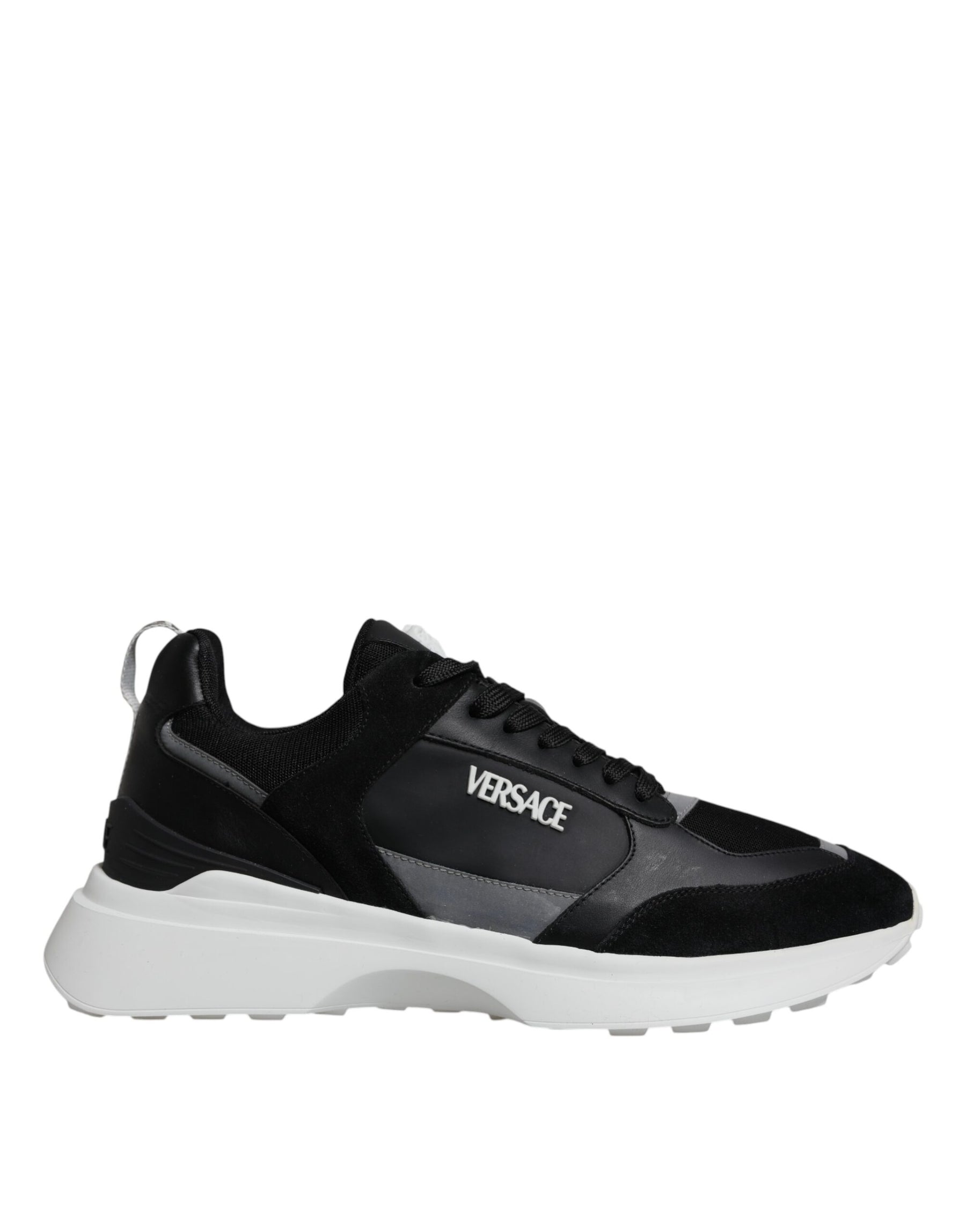 Versace Black Canvas Quad Fabric Medusa Low Top Sneaker Shoes | Regal Royce