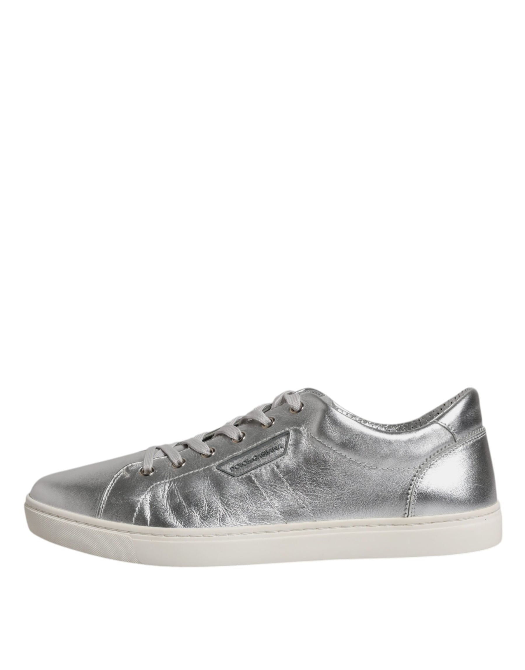 Dolce & Gabbana Silver London Low Top Leather Sneakers Shoes | Regal Royce