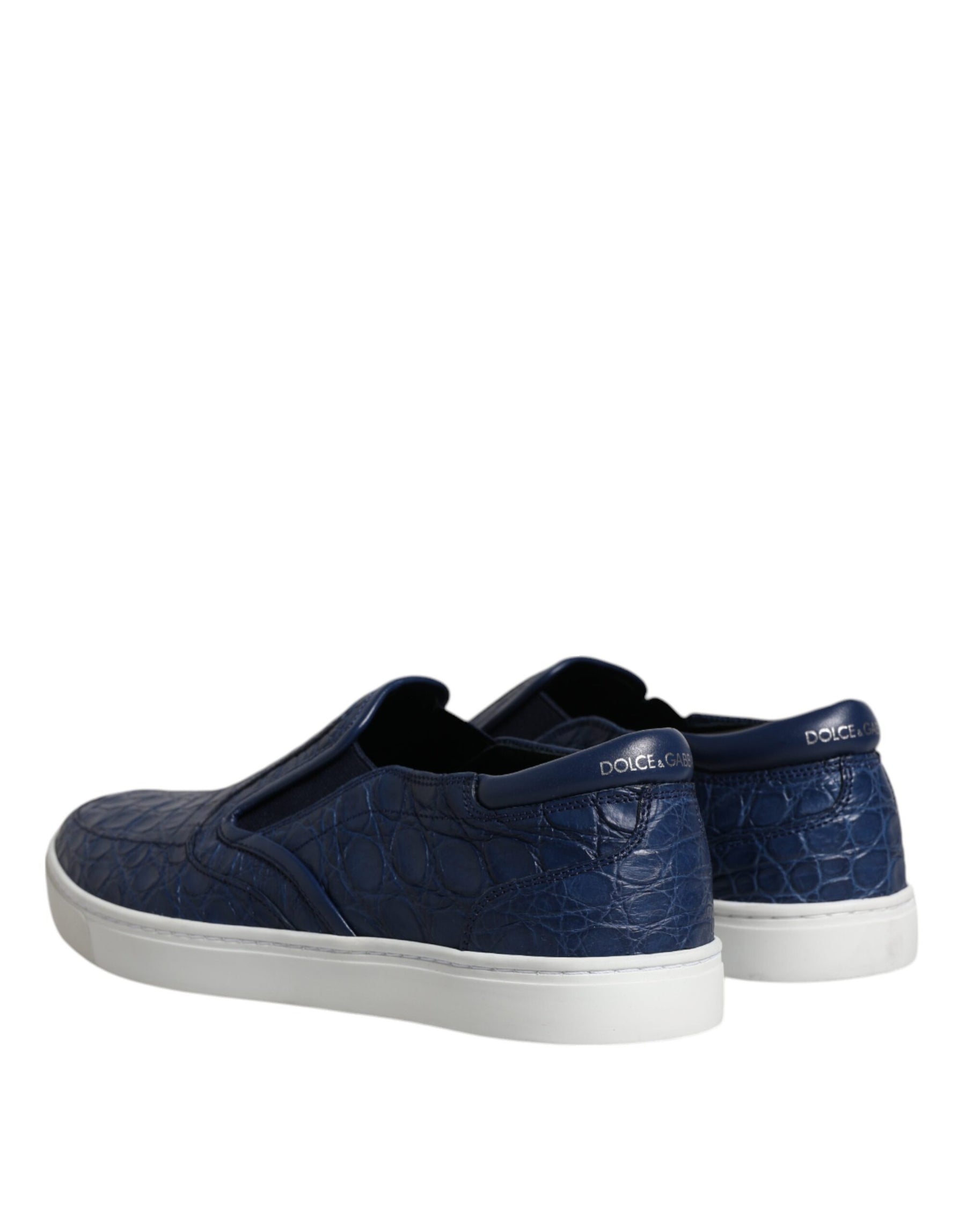 Dolce & Gabbana Blue Croc Exotic Leather Men Sneakers Shoes | Regal Royce