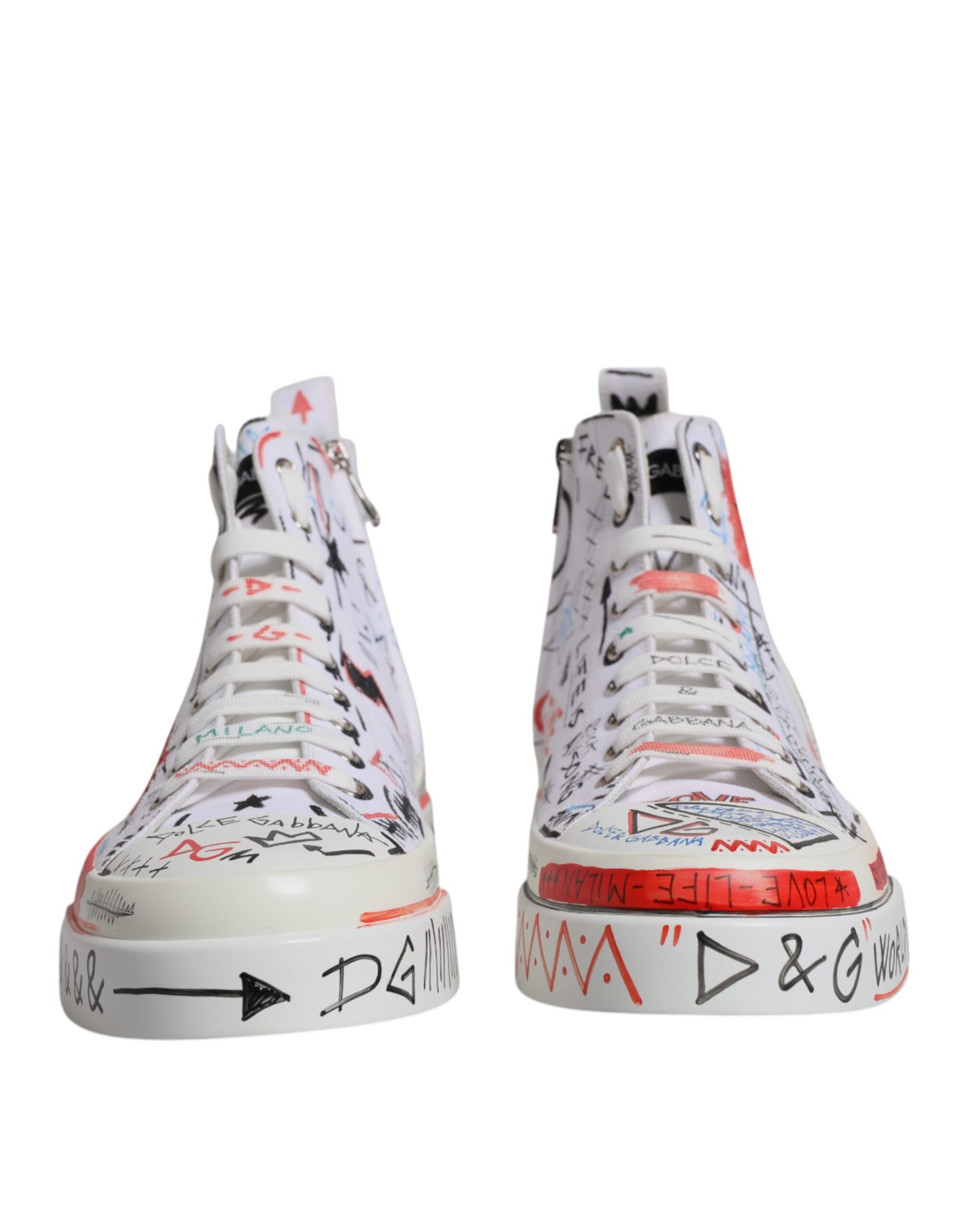 Dolce & Gabbana White Portofino Graffiti High Top Men Sneakers Shoes | Regal Royce