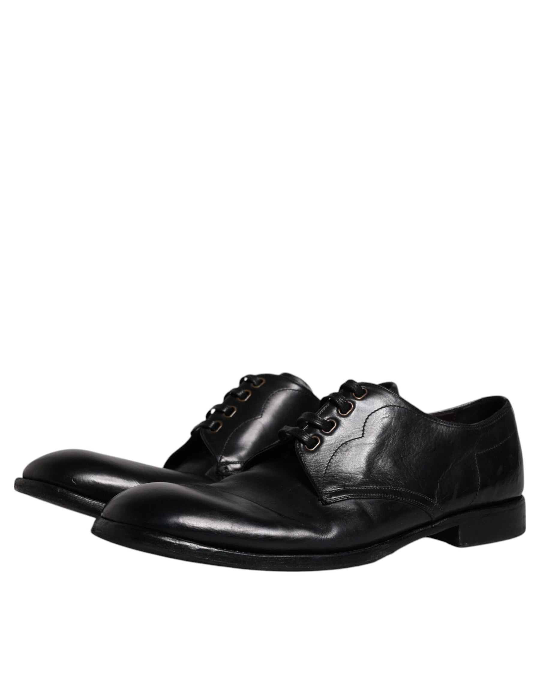 Dolce & Gabbana Black Leather Derby Formal Men Dress Shoes | Regal Royce