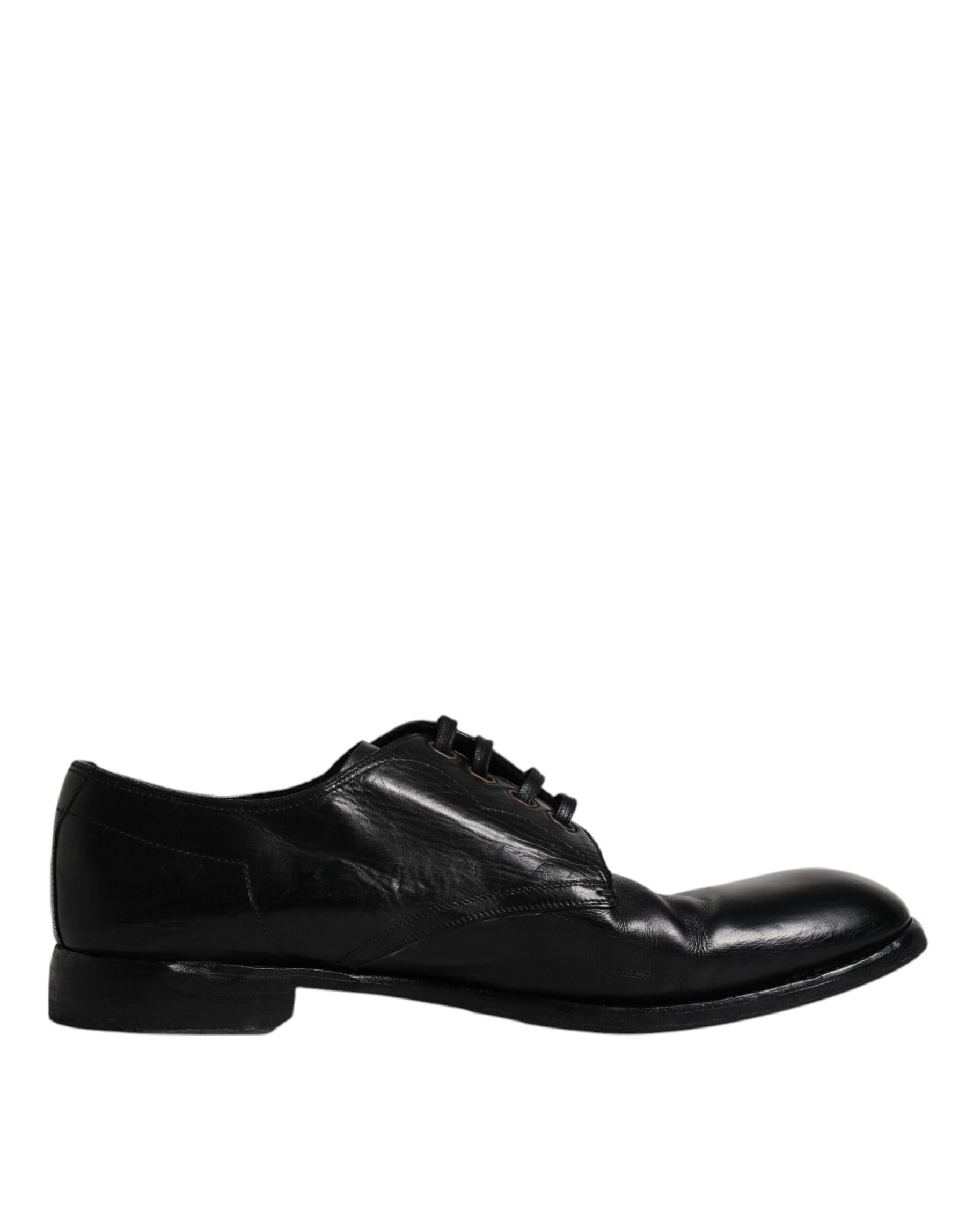 Dolce & Gabbana Black Leather Derby Formal Men Dress Shoes | Regal Royce