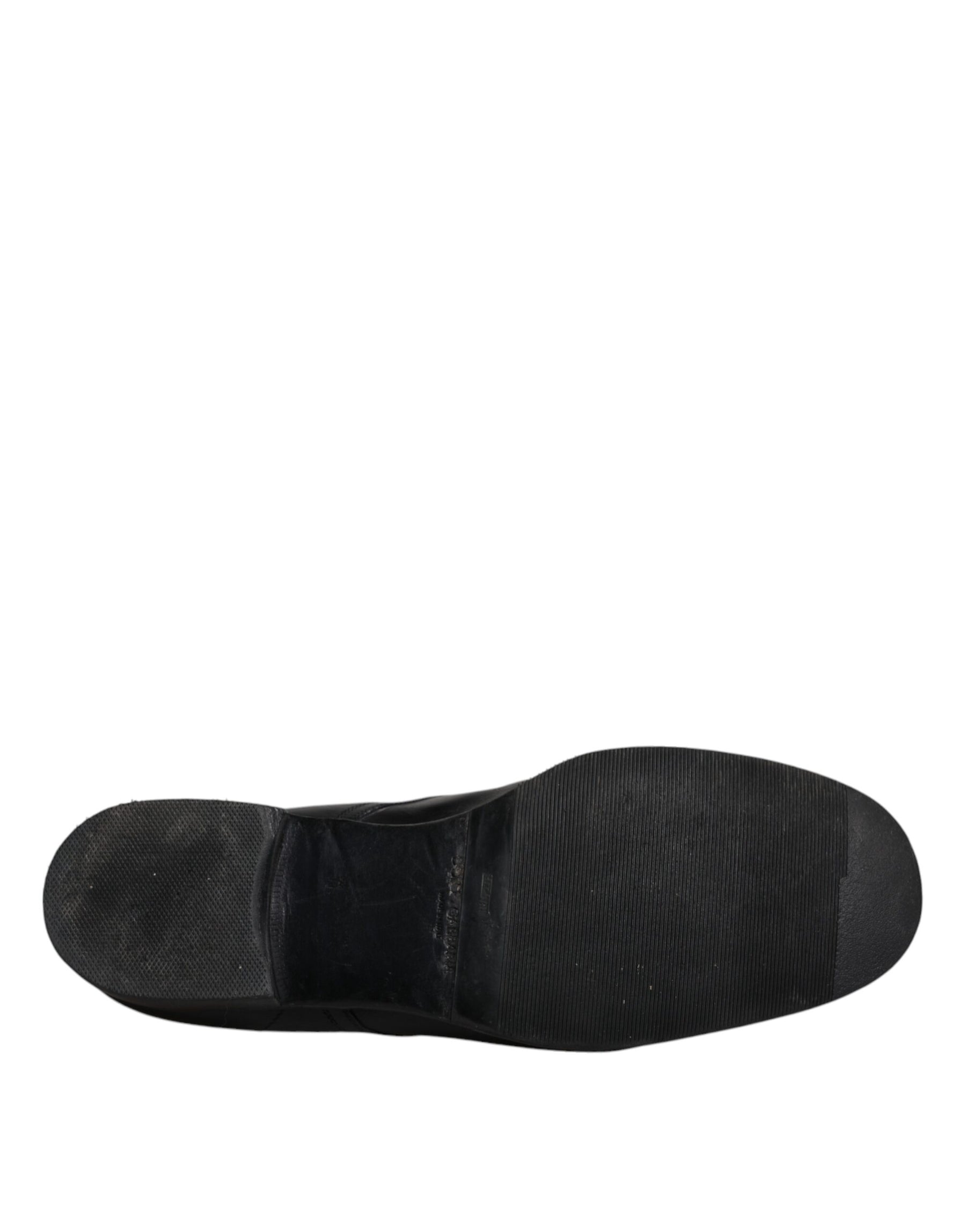 Dolce & Gabbana Black Leather Derby Formal Men Dress Shoes | Regal Royce