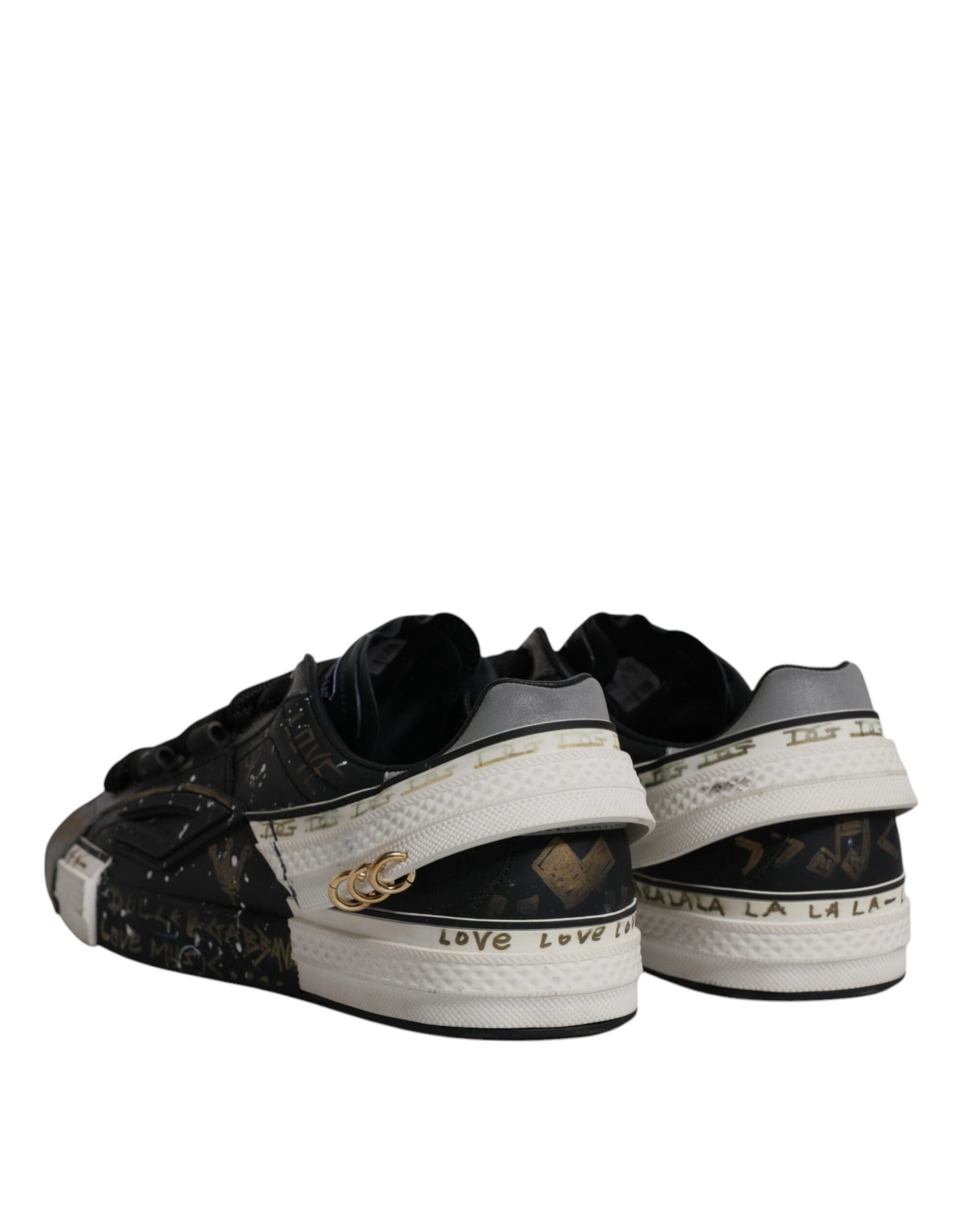 Dolce & Gabbana Black White Portofino Low Top Sneakers Shoes | Regal Royce