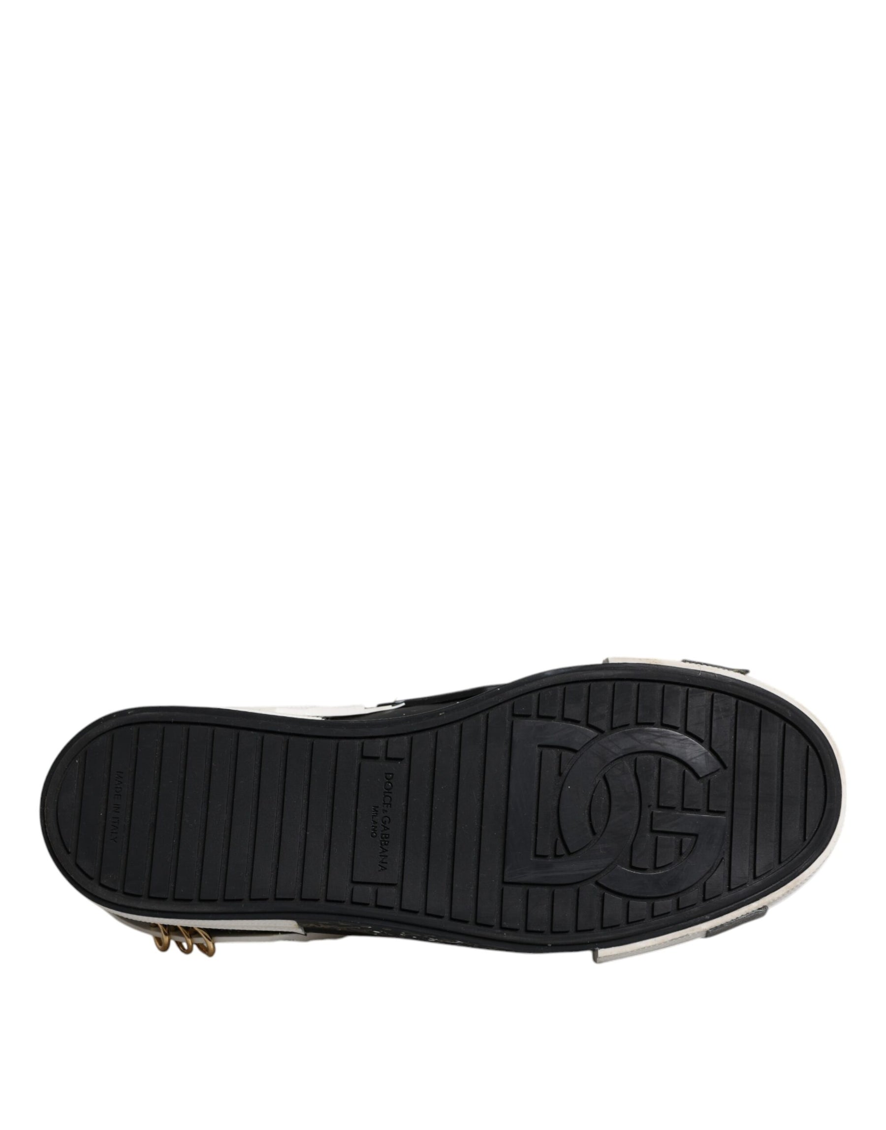 Dolce & Gabbana Black White Portofino Low Top Sneakers Shoes | Regal Royce