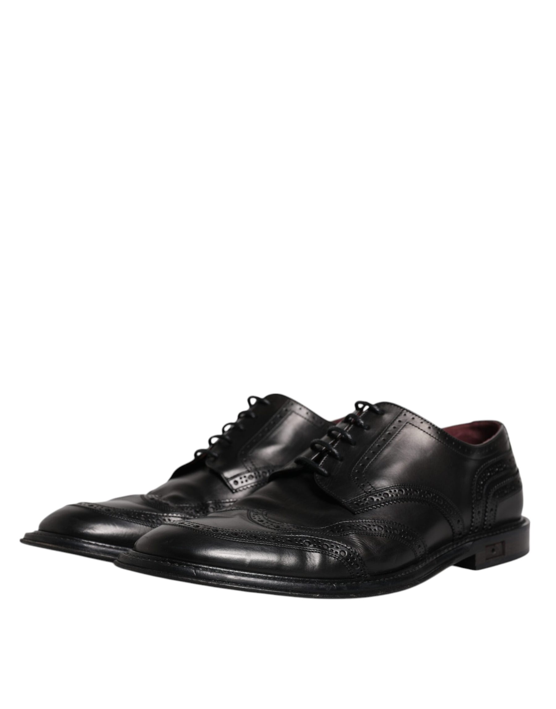 Dolce & Gabbana Black Leather Derby Wingtip Formal Shoes | Regal Royce