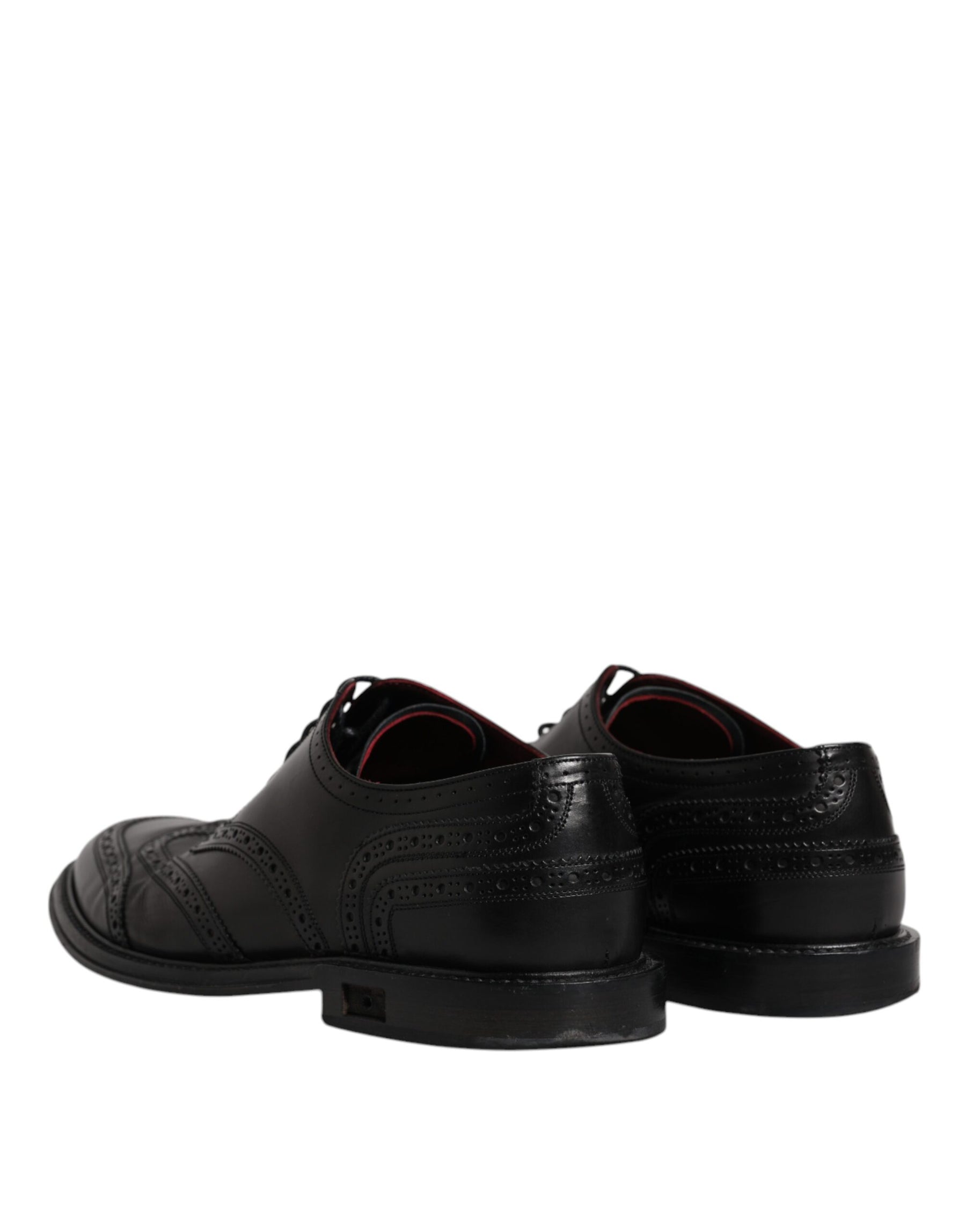 Dolce & Gabbana Black Leather Derby Wingtip Formal Shoes | Regal Royce