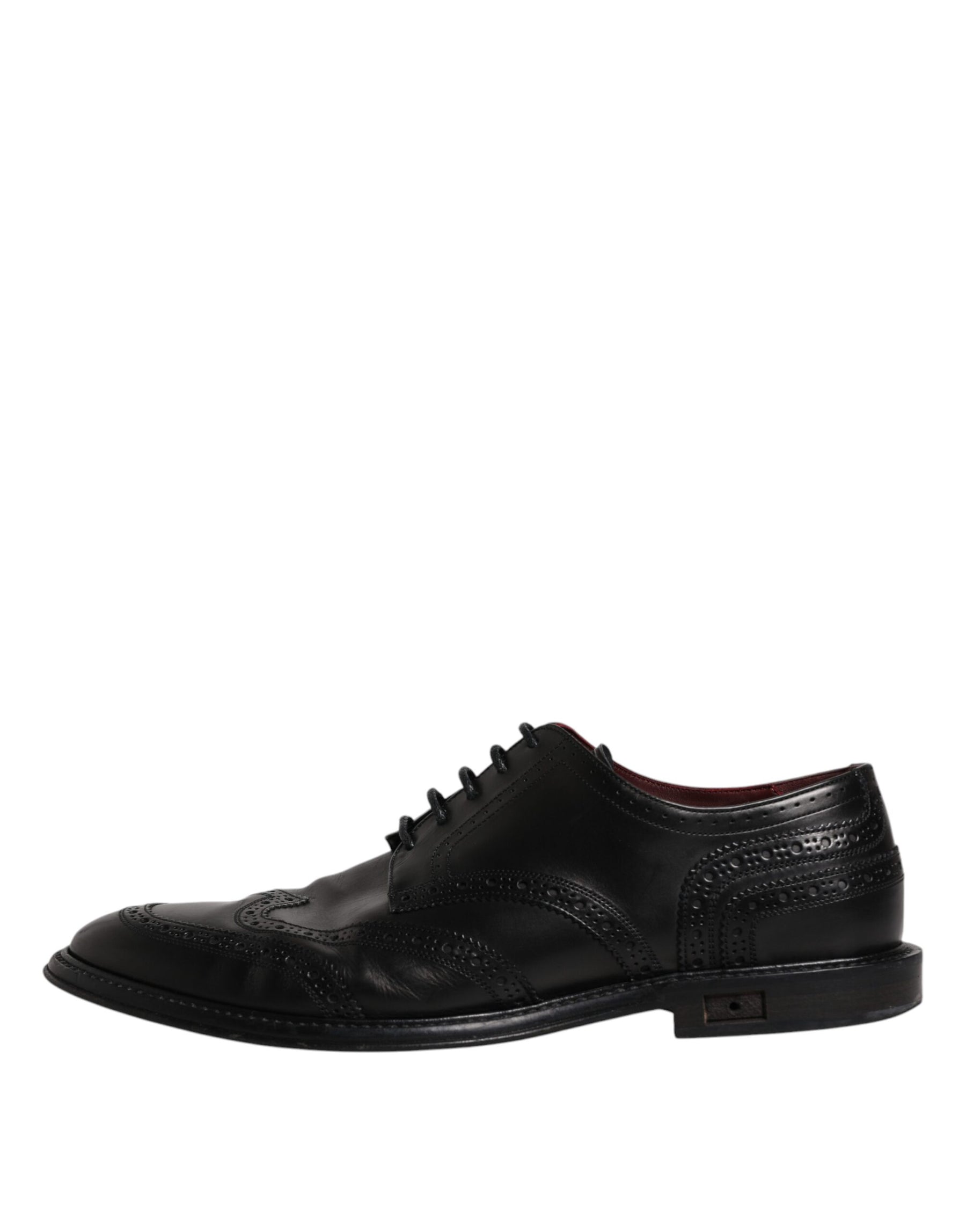 Dolce & Gabbana Black Leather Derby Wingtip Formal Shoes | Regal Royce