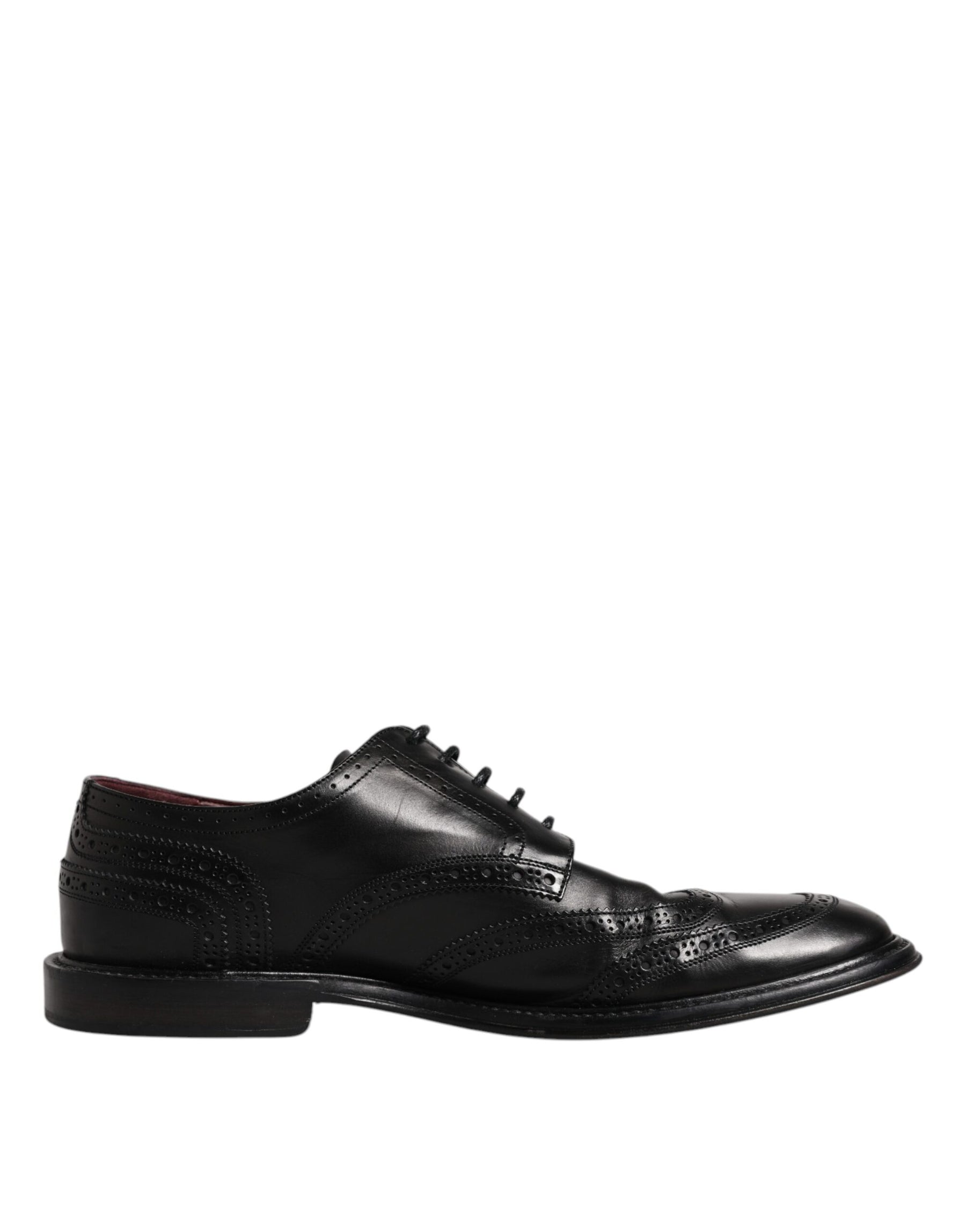Dolce & Gabbana Black Leather Derby Wingtip Formal Shoes | Regal Royce