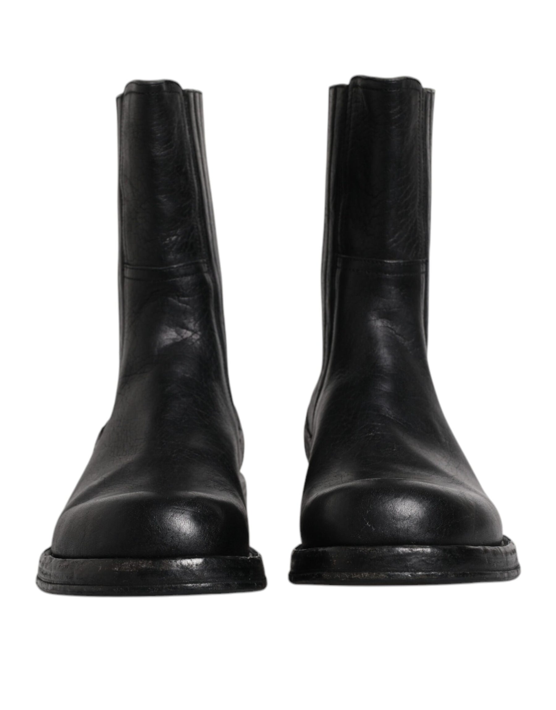 Dolce & Gabbana Black Horse Leather Mid Calf Boots Shoes | Regal Royce