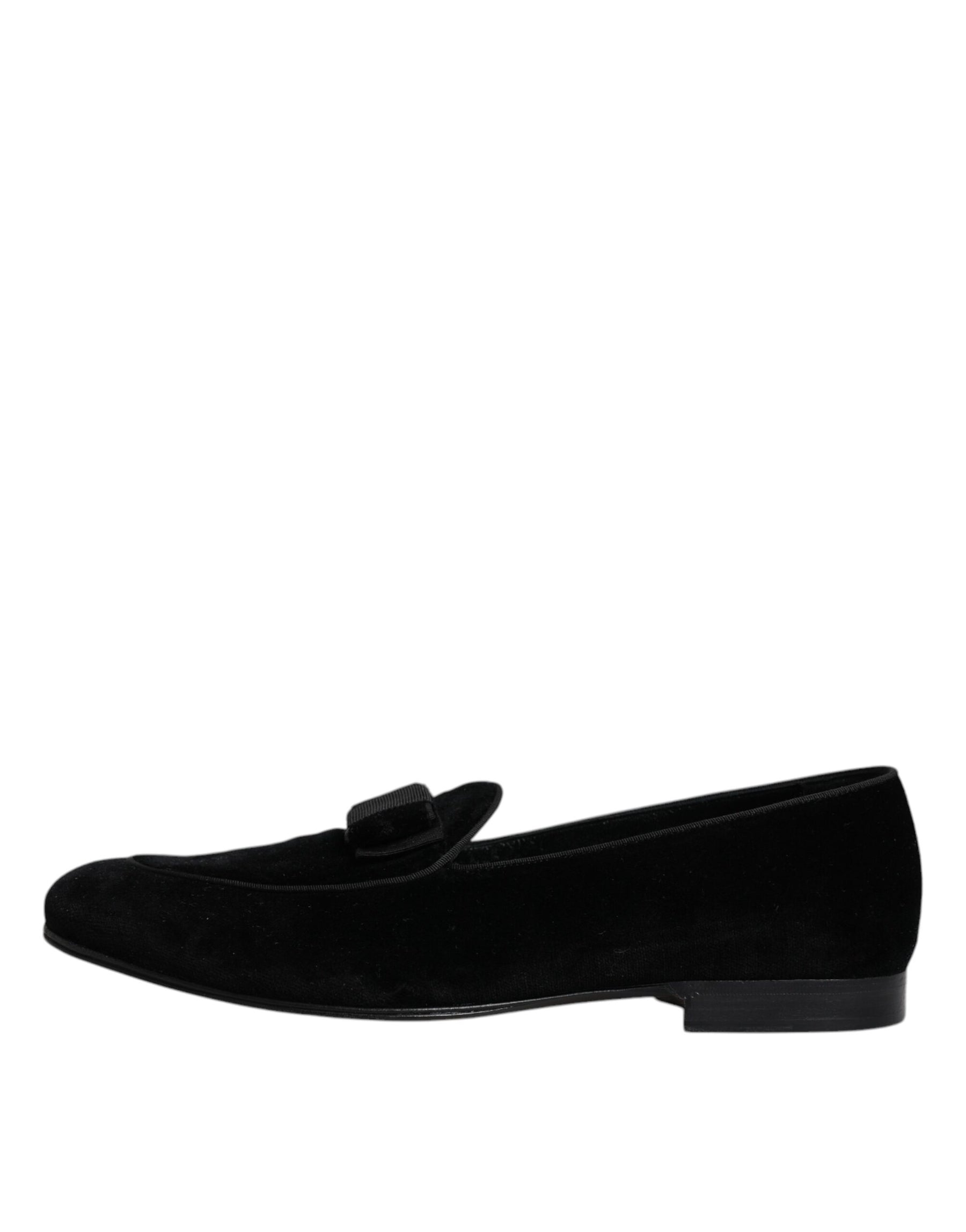 Dolce & Gabbana Black Velvet Loafers Formal Men Dress Shoes | Regal Royce