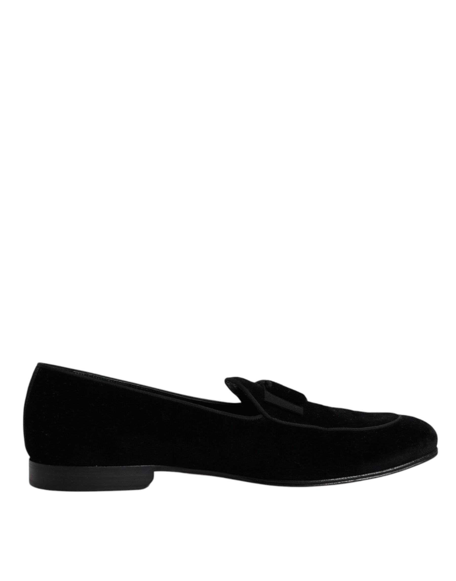 Dolce & Gabbana Black Velvet Loafers Formal Men Dress Shoes | Regal Royce